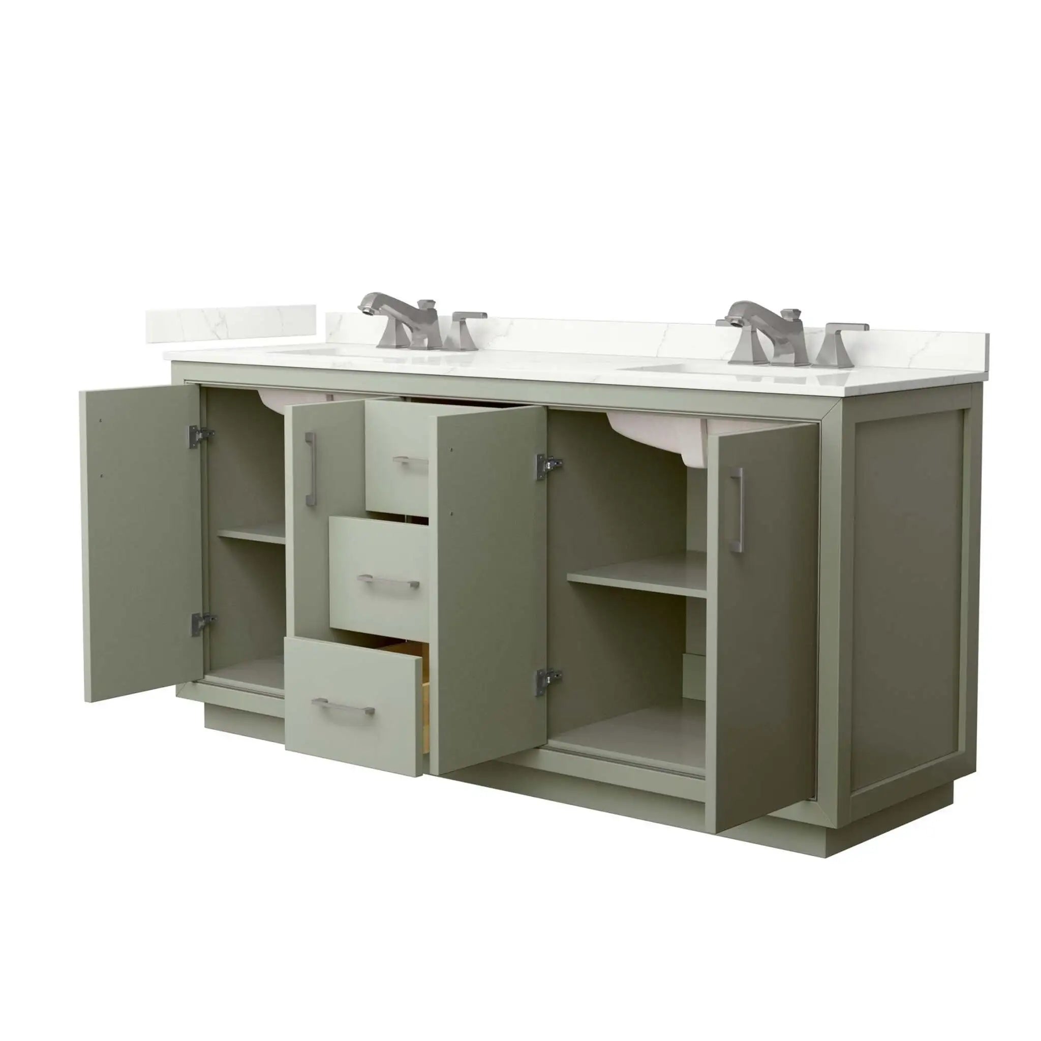 72" Icon Double Bathroom Vanity in Light Green with Brushed Nickel Trim by Wyndham
