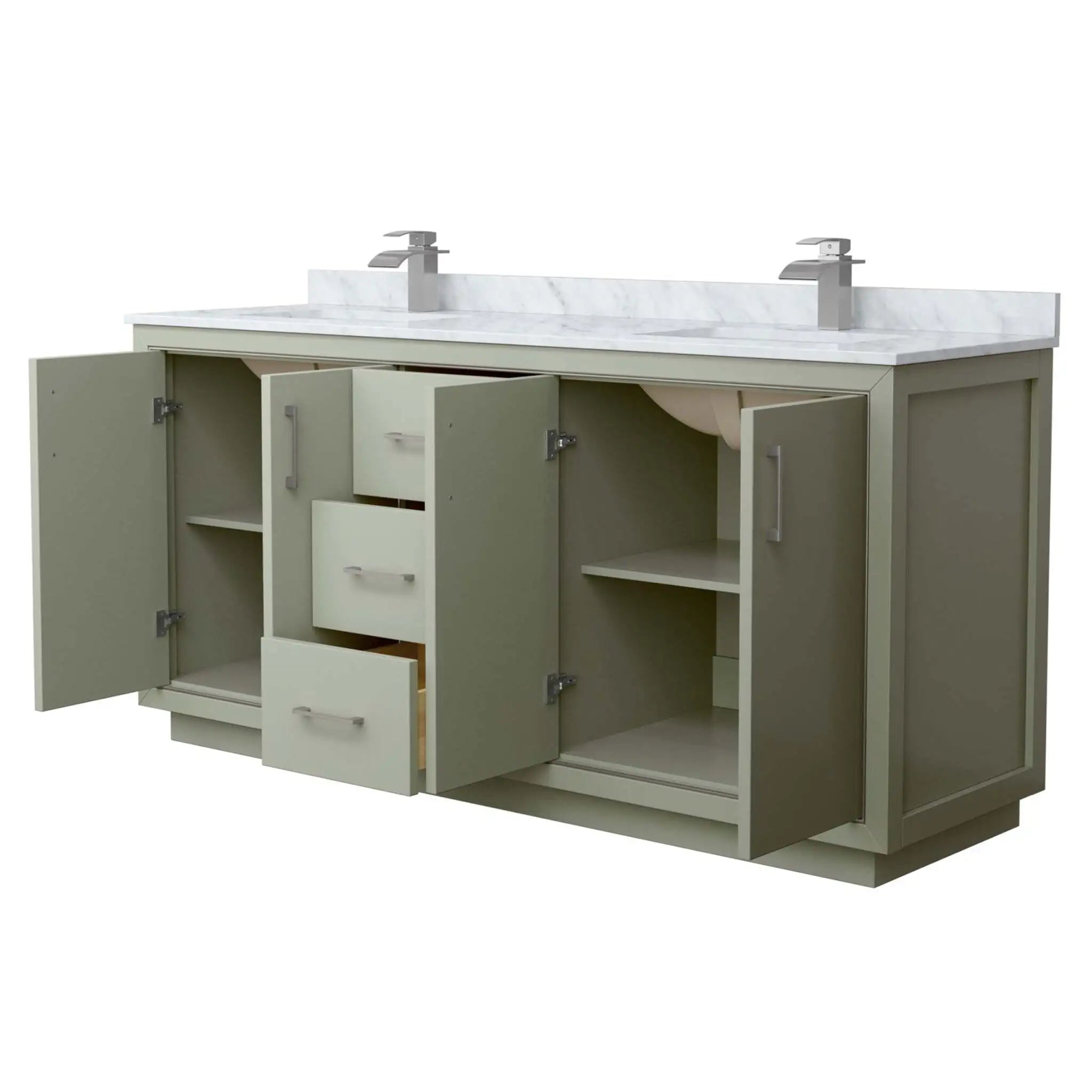 72" Icon Double Bathroom Vanity in Light Green with Brushed Nickel Trim by Wyndham