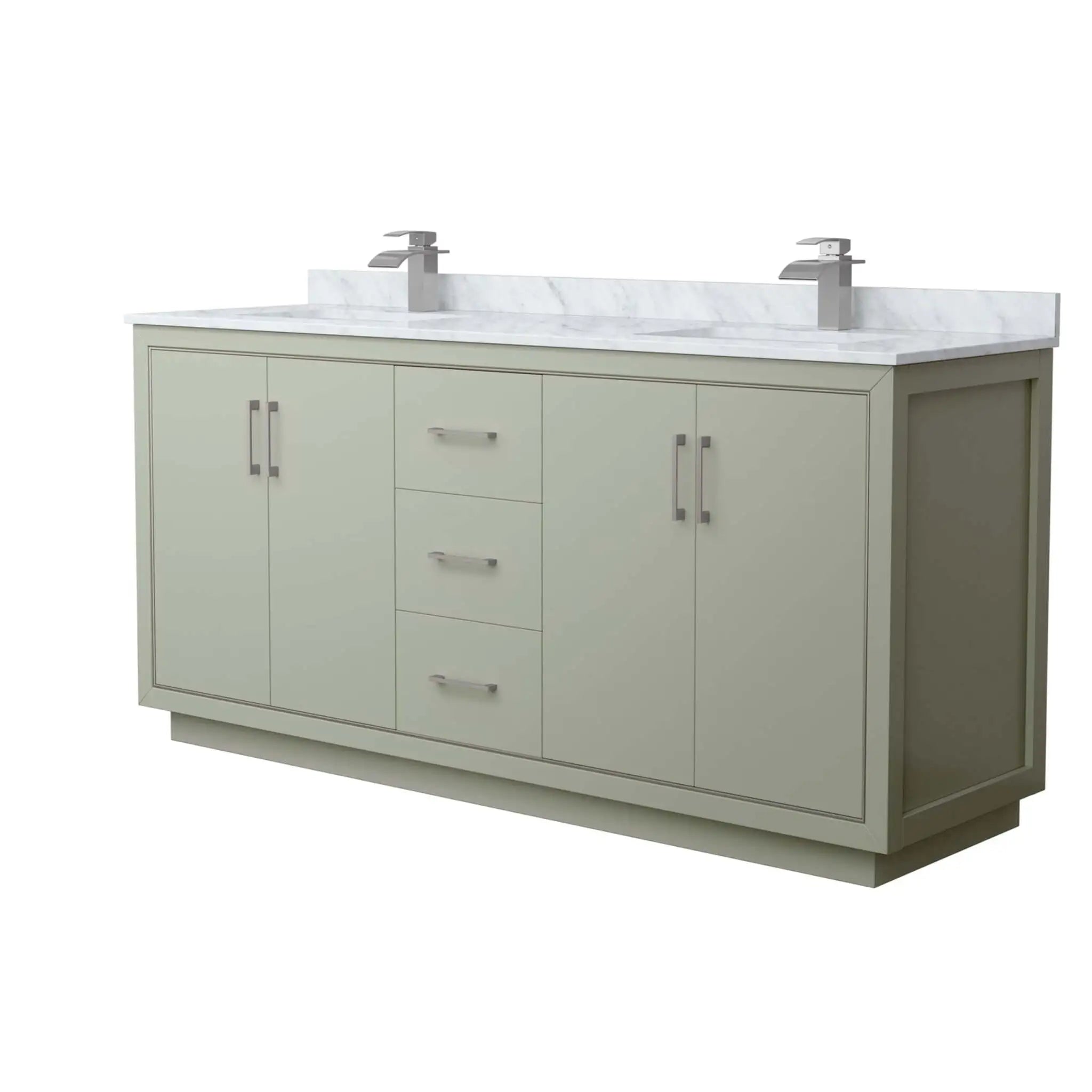 72" Icon Double Bathroom Vanity in Light Green with Brushed Nickel Trim by Wyndham