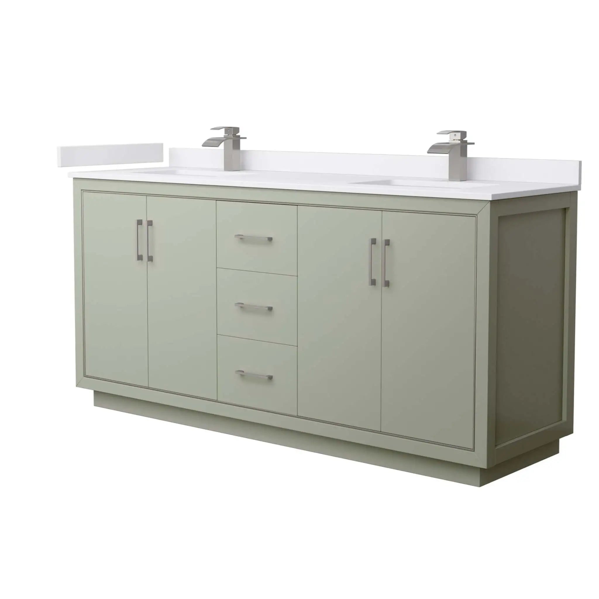 72" Icon Double Bathroom Vanity in Light Green with Brushed Nickel Trim by Wyndham