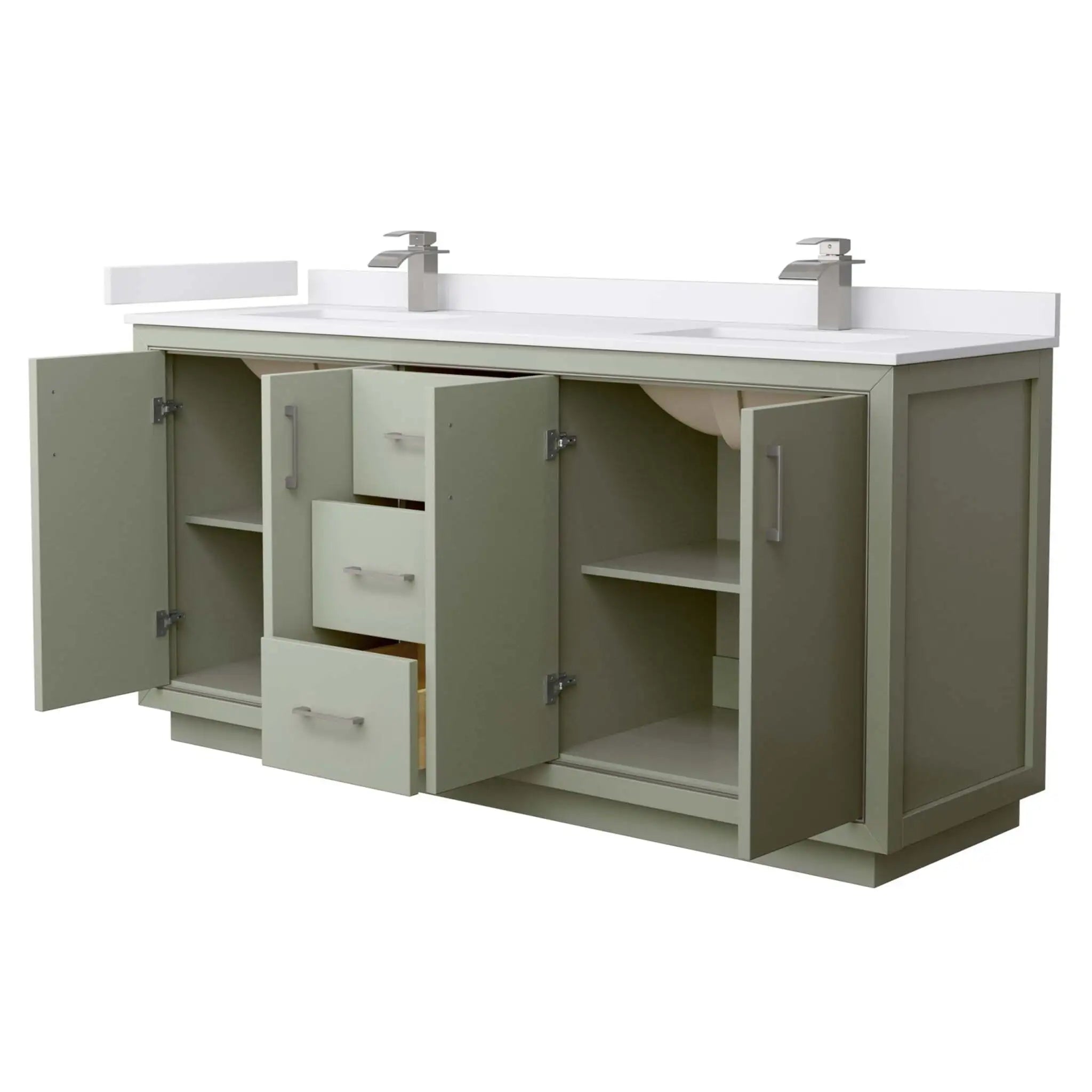 72" Icon Double Bathroom Vanity in Light Green with Brushed Nickel Trim by Wyndham