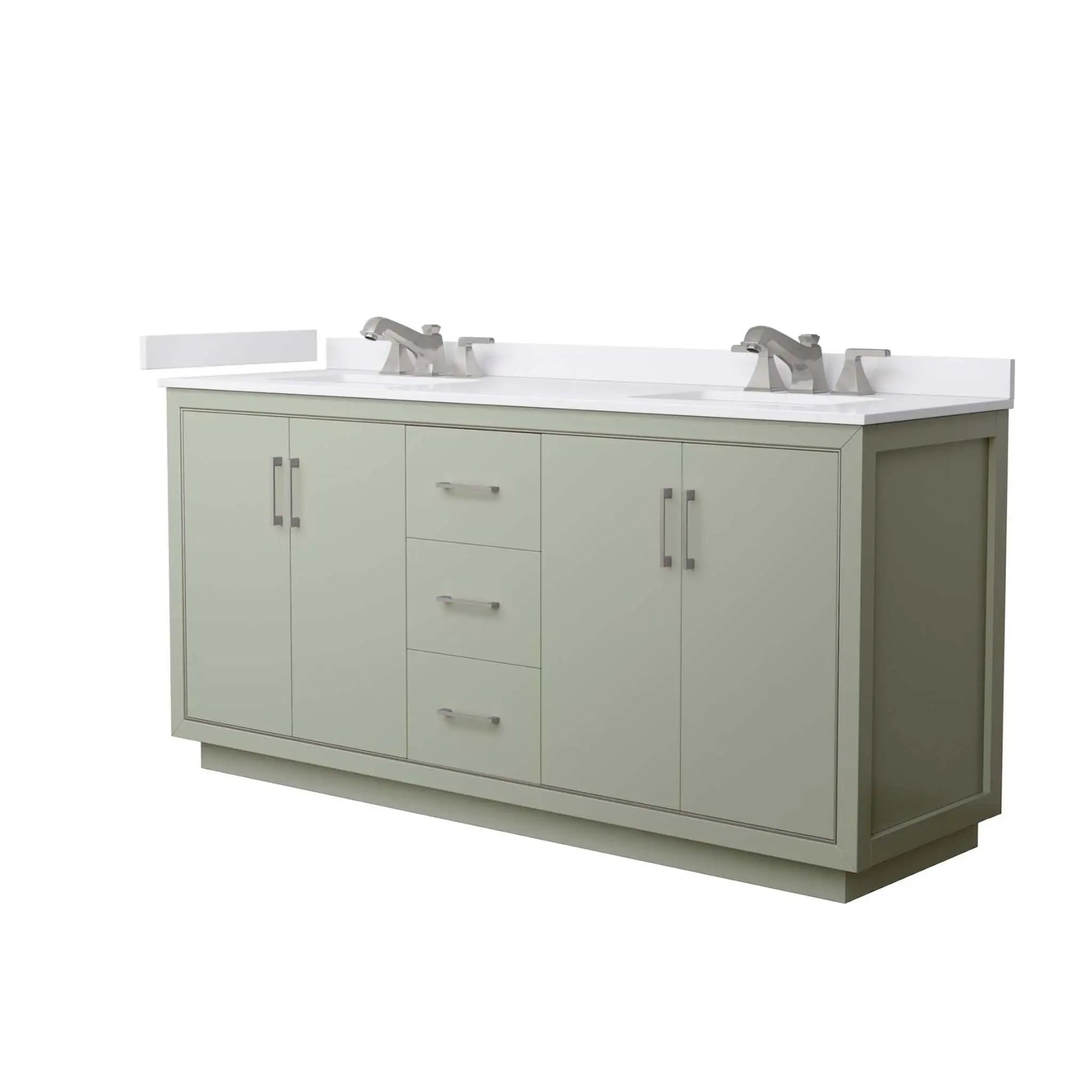 72" Icon Double Bathroom Vanity in Light Green with Brushed Nickel Trim by Wyndham