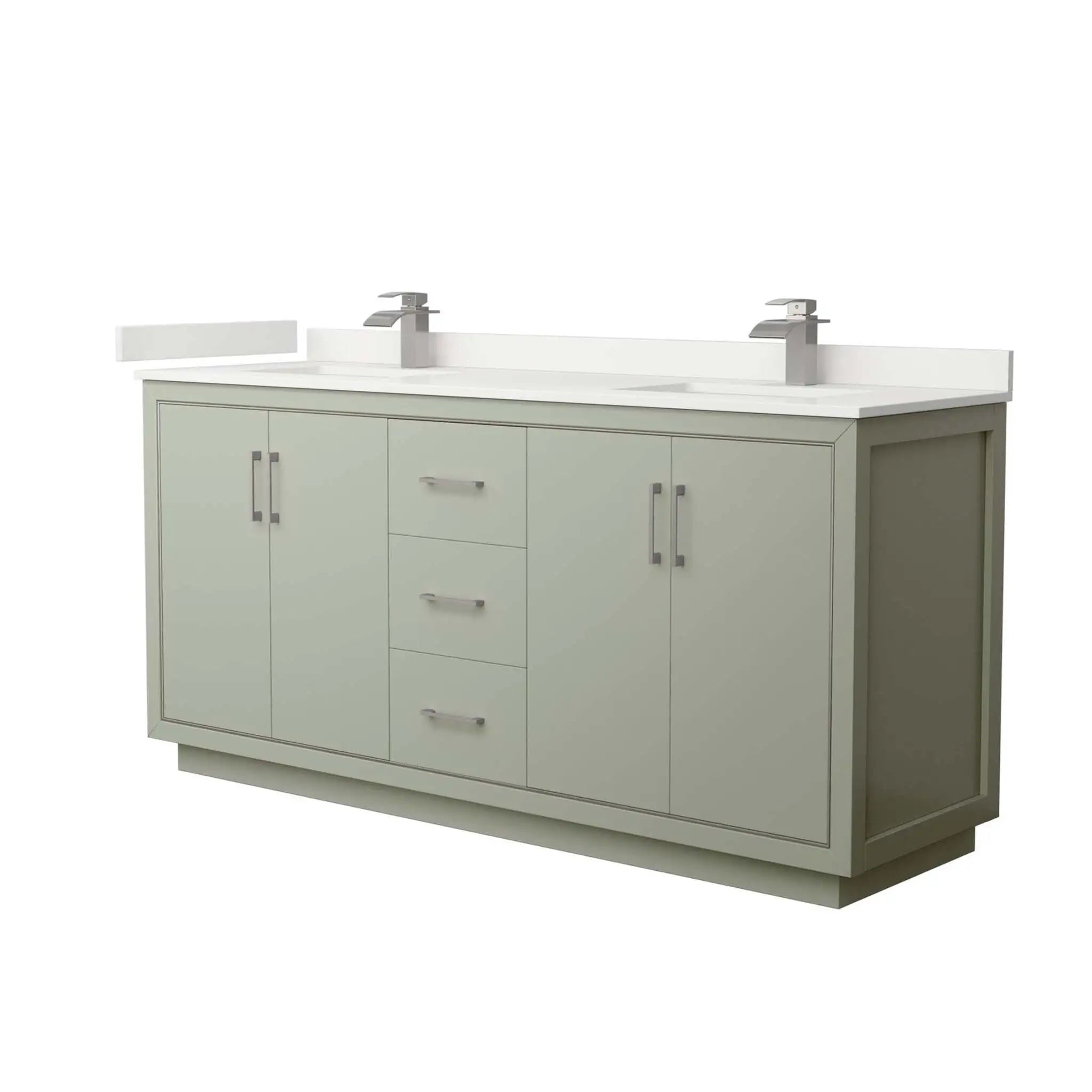 72" Icon Double Bathroom Vanity in Light Green with Brushed Nickel Trim by Wyndham