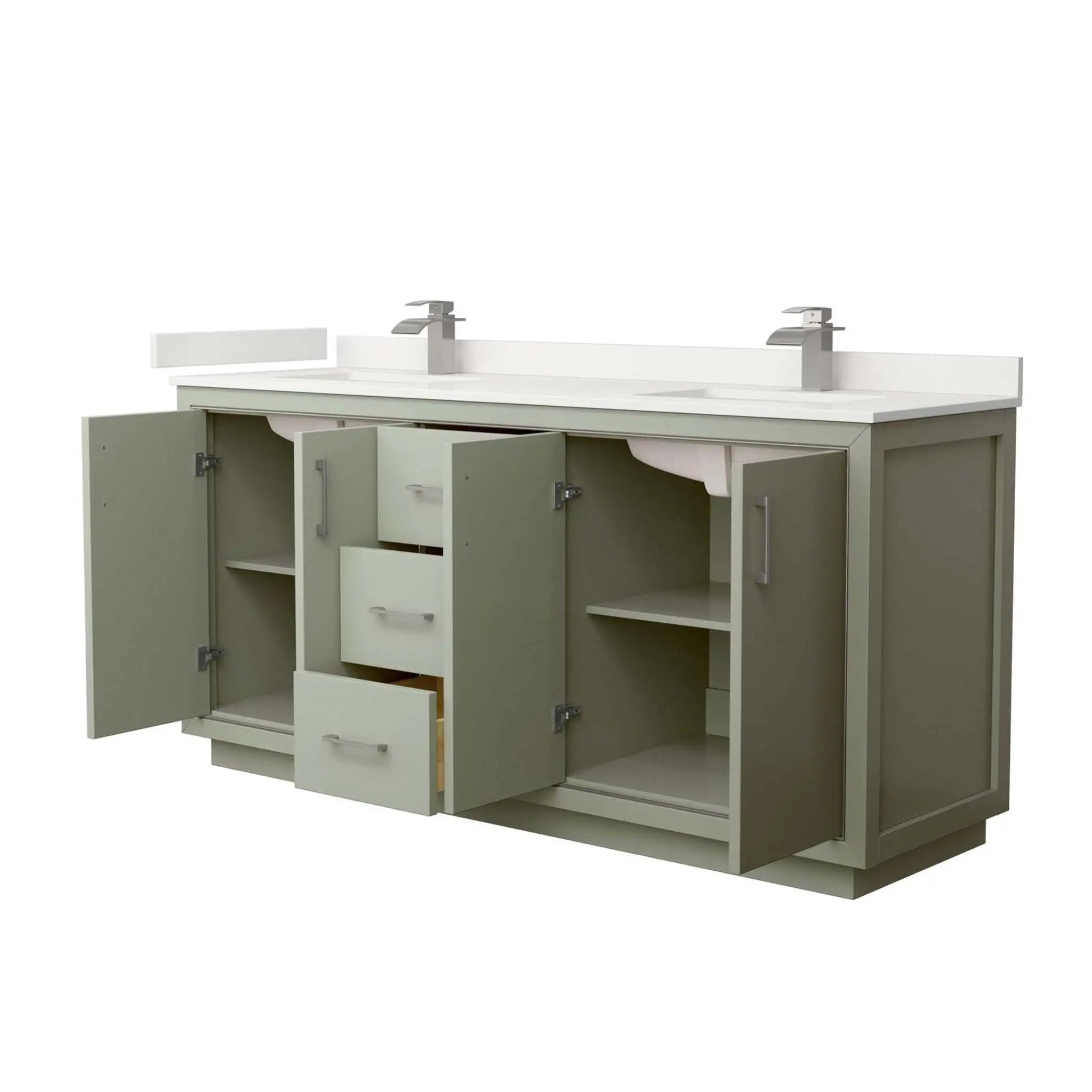 72" Icon Double Bathroom Vanity in Light Green with Brushed Nickel Trim by Wyndham