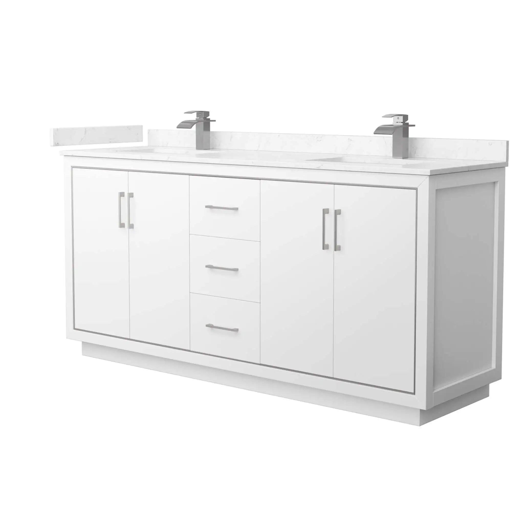 72" Icon Double Bathroom Vanity in White with Brushed Nickel Trim by Wyndham