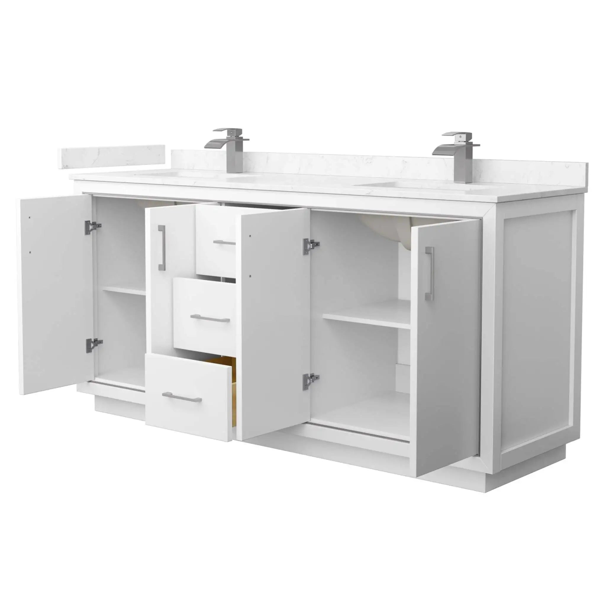 72" Icon Double Bathroom Vanity in White with Brushed Nickel Trim by Wyndham