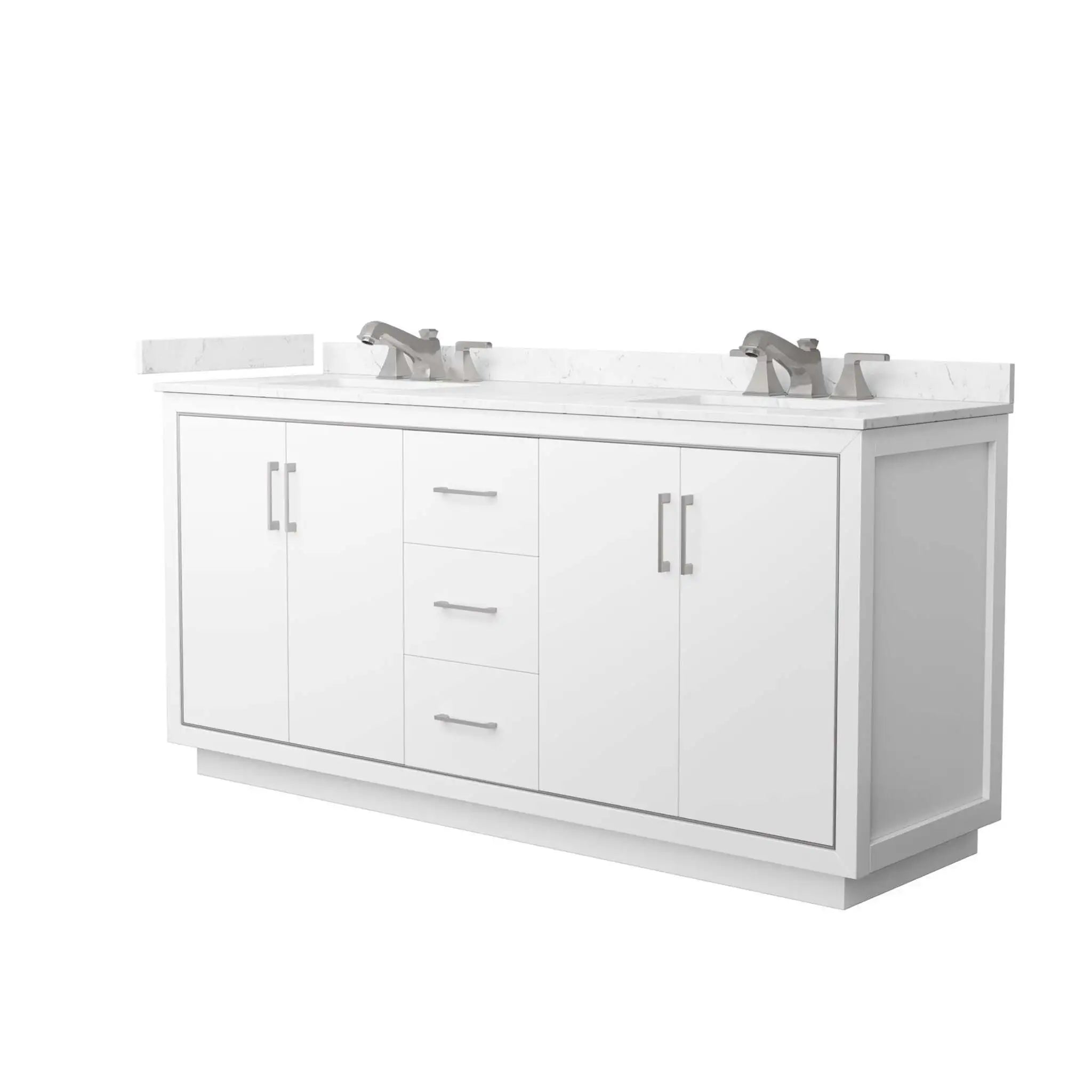 72" Icon Double Bathroom Vanity in White with Brushed Nickel Trim by Wyndham