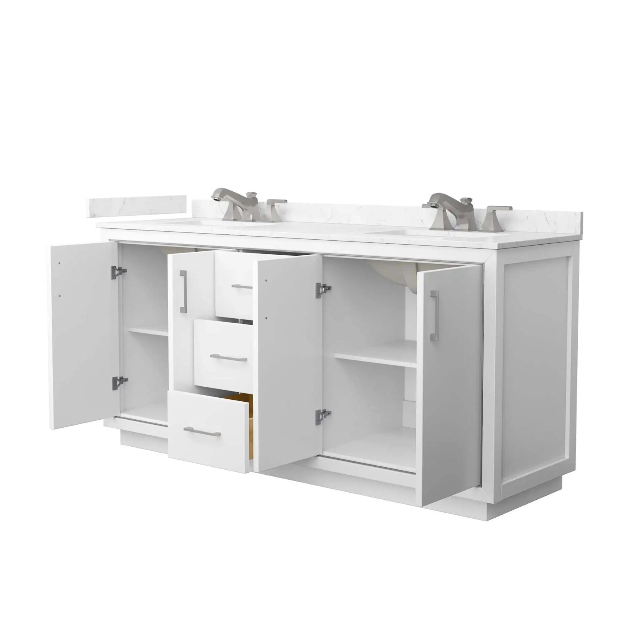 72" Icon Double Bathroom Vanity in White with Brushed Nickel Trim by Wyndham