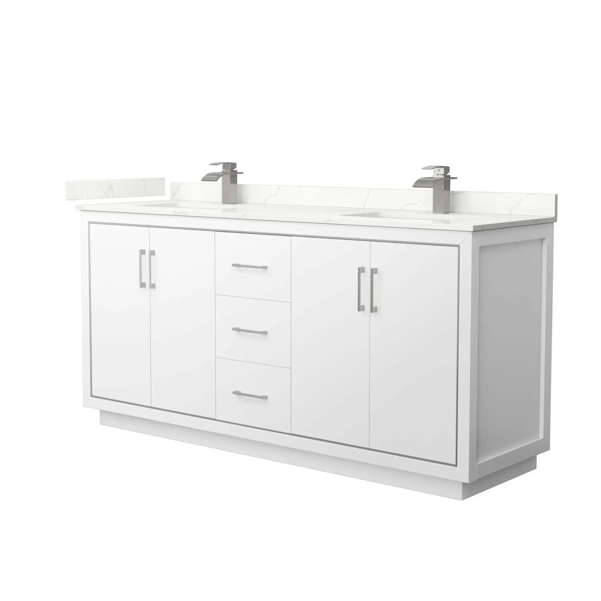 72" Icon Double Bathroom Vanity in White with Brushed Nickel Trim by Wyndham