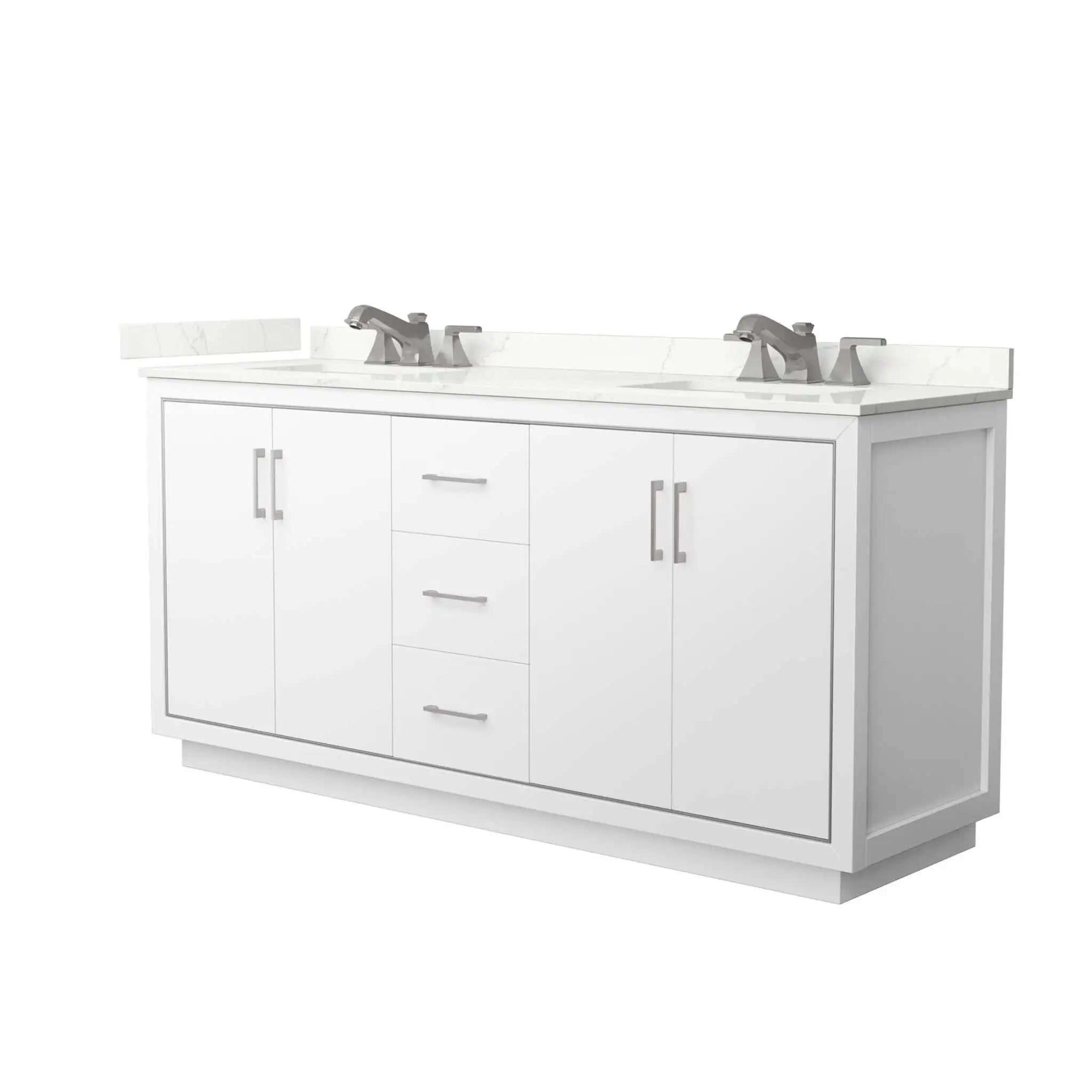 72" Icon Double Bathroom Vanity in White with Brushed Nickel Trim by Wyndham