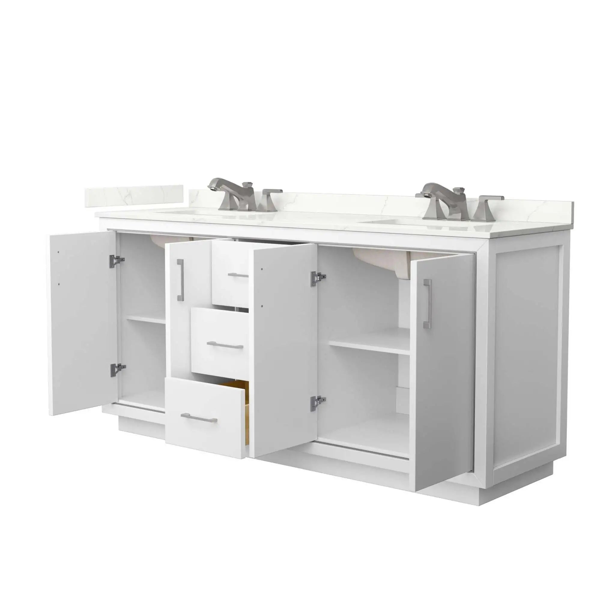 72" Icon Double Bathroom Vanity in White with Brushed Nickel Trim by Wyndham