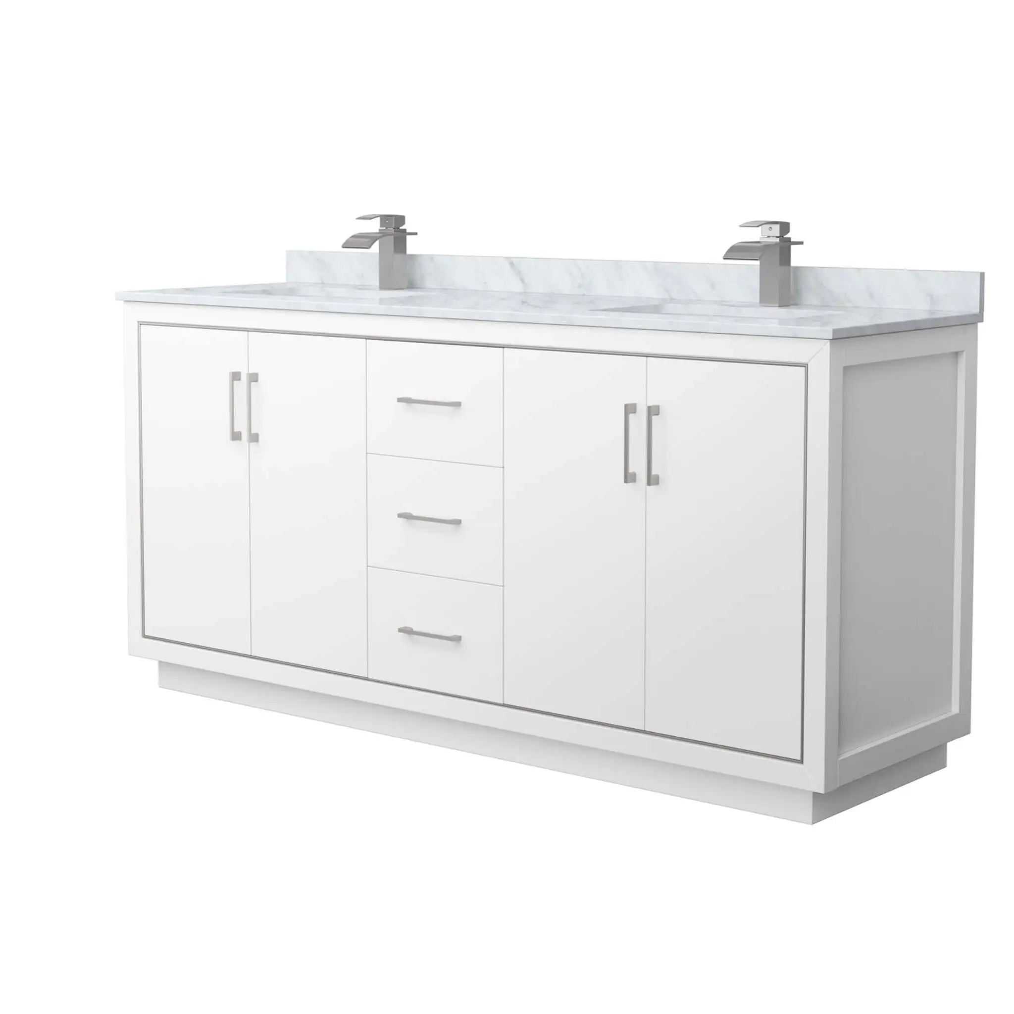 72" Icon Double Bathroom Vanity in White with Brushed Nickel Trim by Wyndham