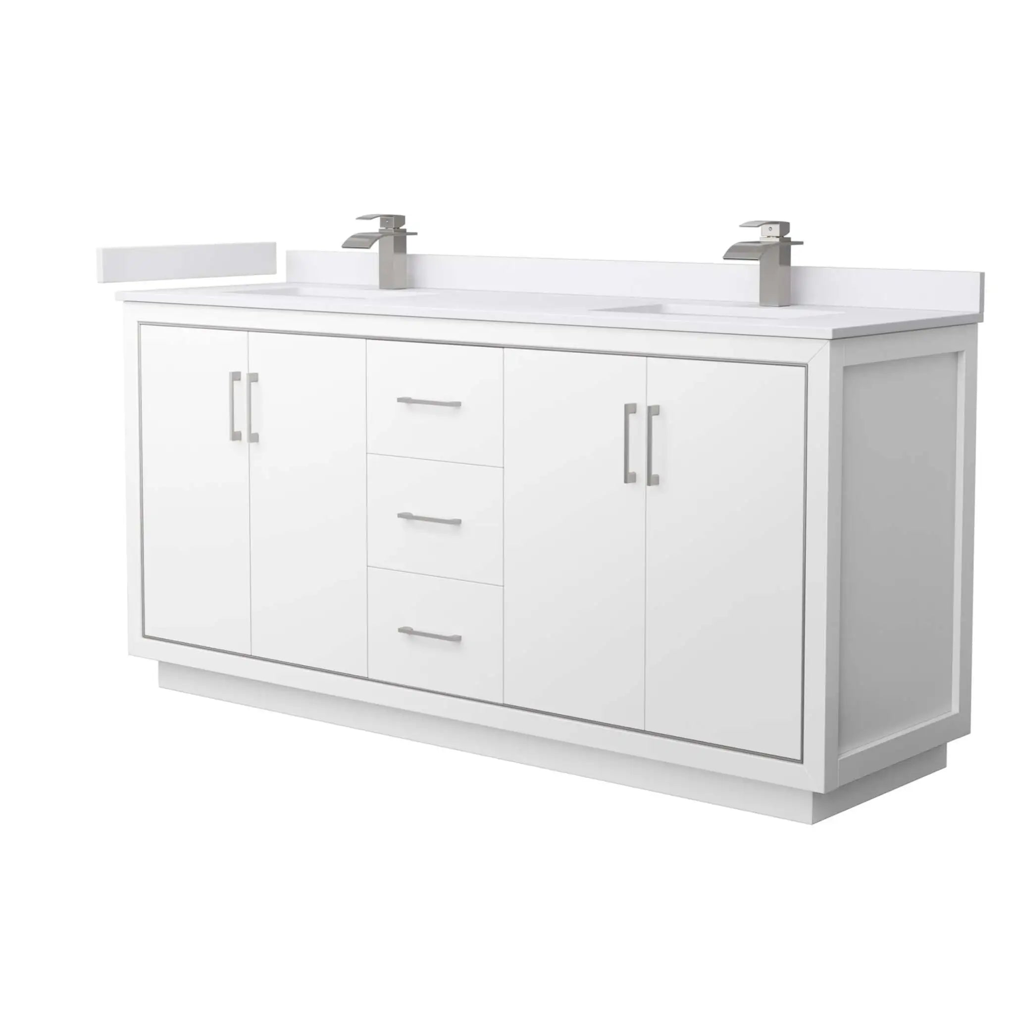 72" Icon Double Bathroom Vanity in White with Brushed Nickel Trim by Wyndham