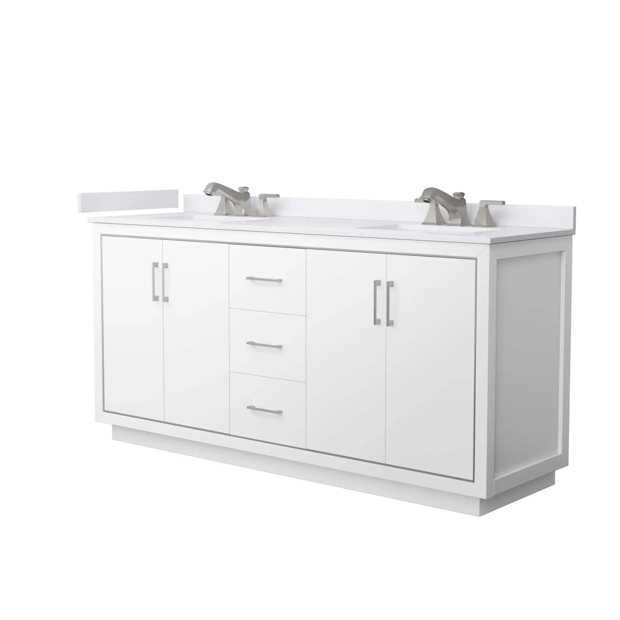 72" Icon Double Bathroom Vanity in White with Brushed Nickel Trim by Wyndham
