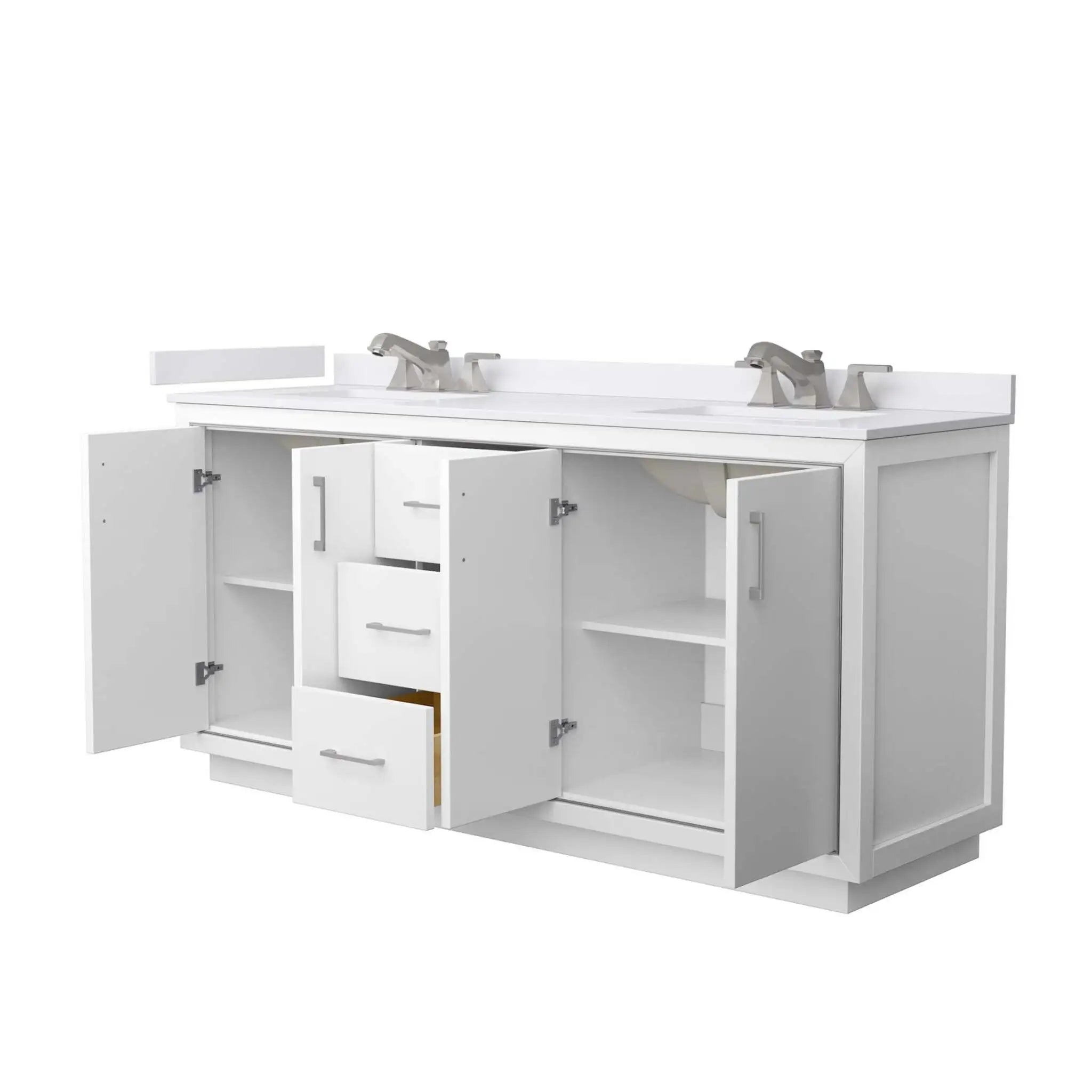72" Icon Double Bathroom Vanity in White with Brushed Nickel Trim by Wyndham