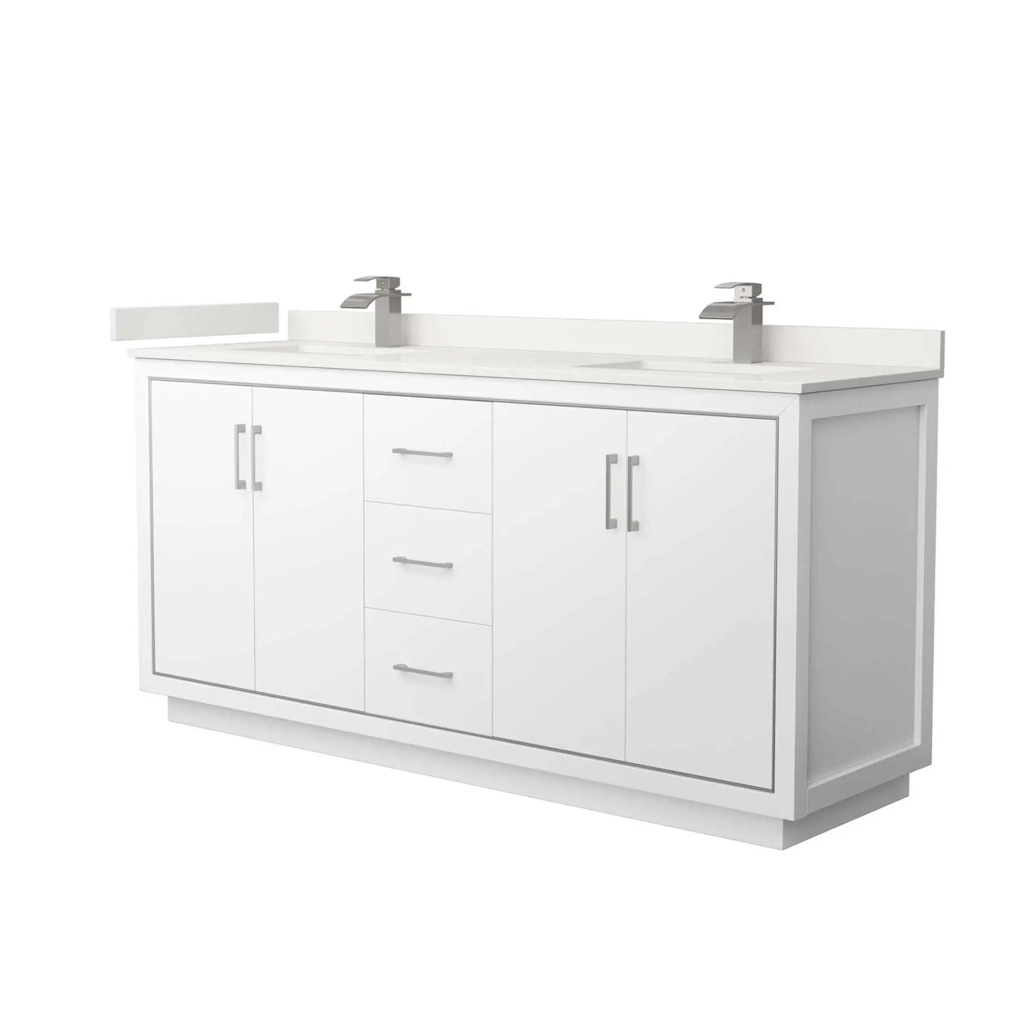 72" Icon Double Bathroom Vanity in White with Brushed Nickel Trim by Wyndham