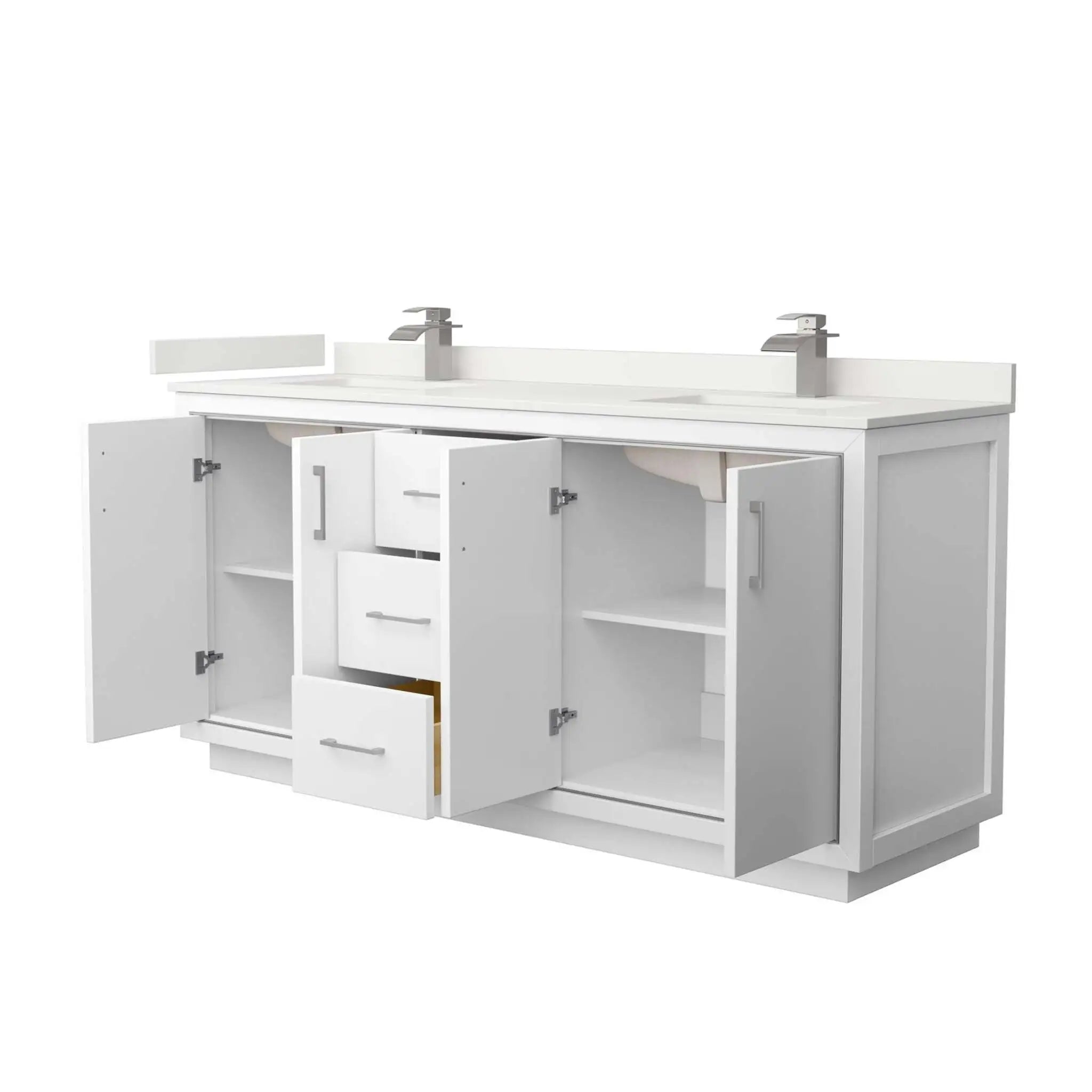 72" Icon Double Bathroom Vanity in White with Brushed Nickel Trim by Wyndham