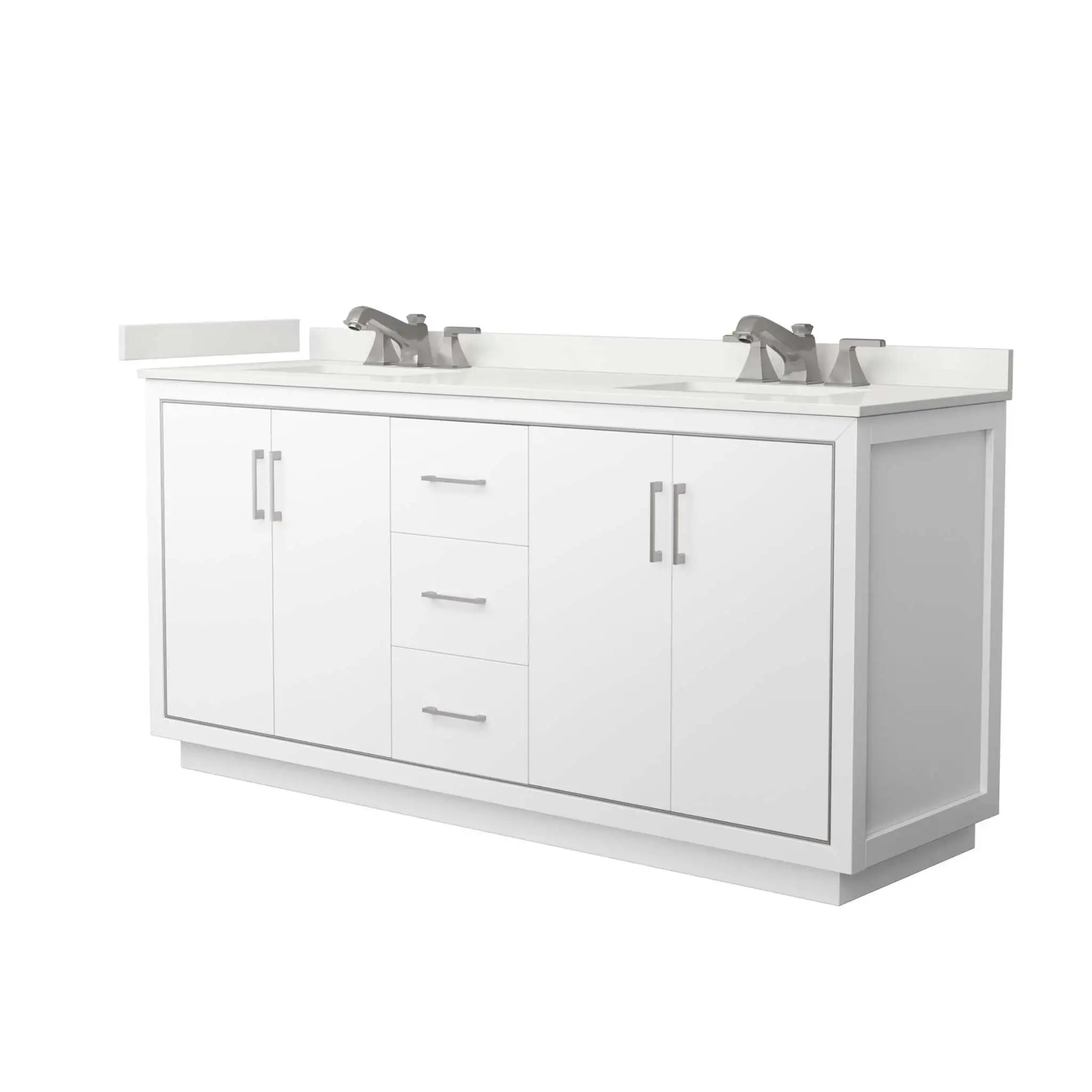 72" Icon Double Bathroom Vanity in White with Brushed Nickel Trim by Wyndham