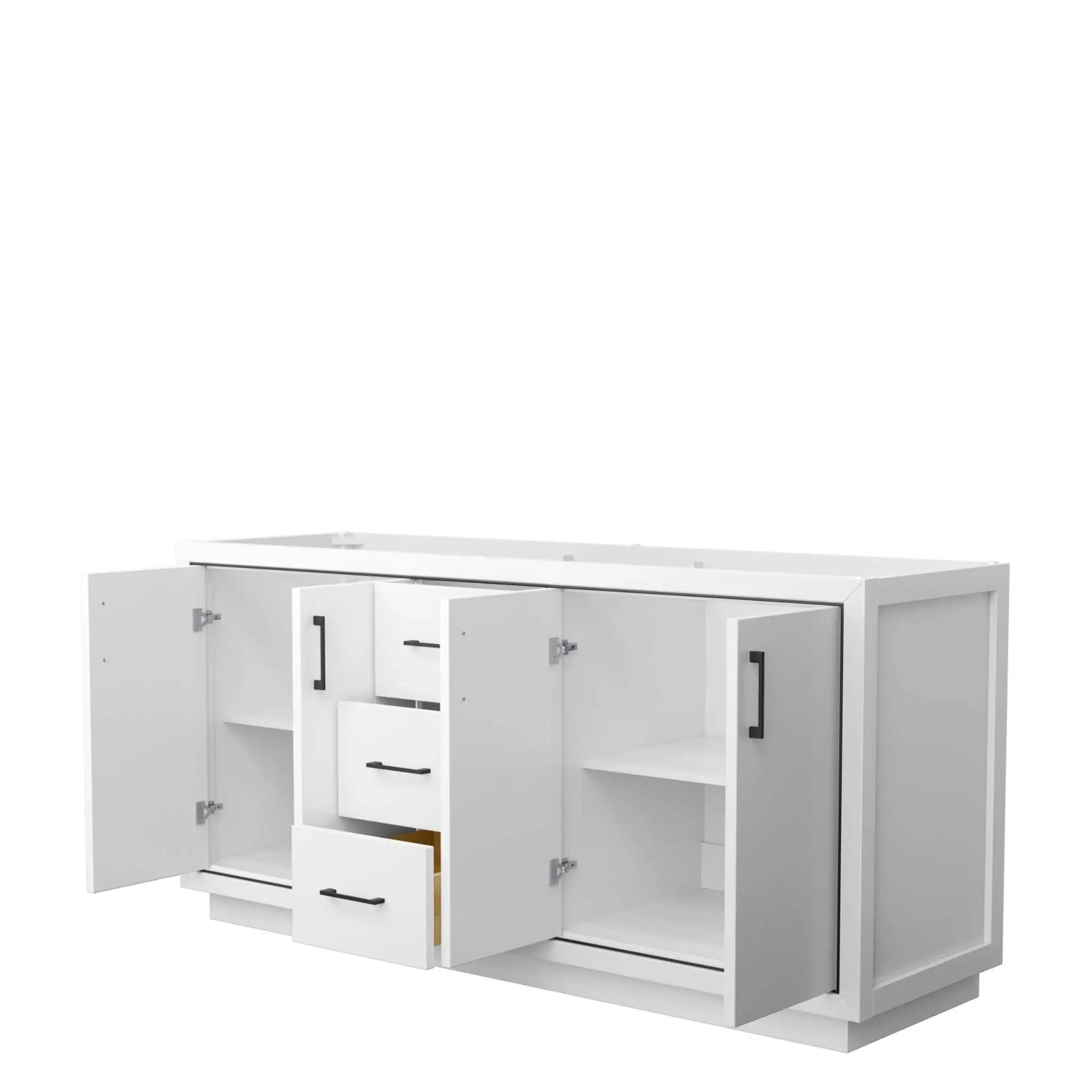 72" Icon Double Bathroom Vanity in White with Matte Black Trim & 70" Mirror by Wyndham