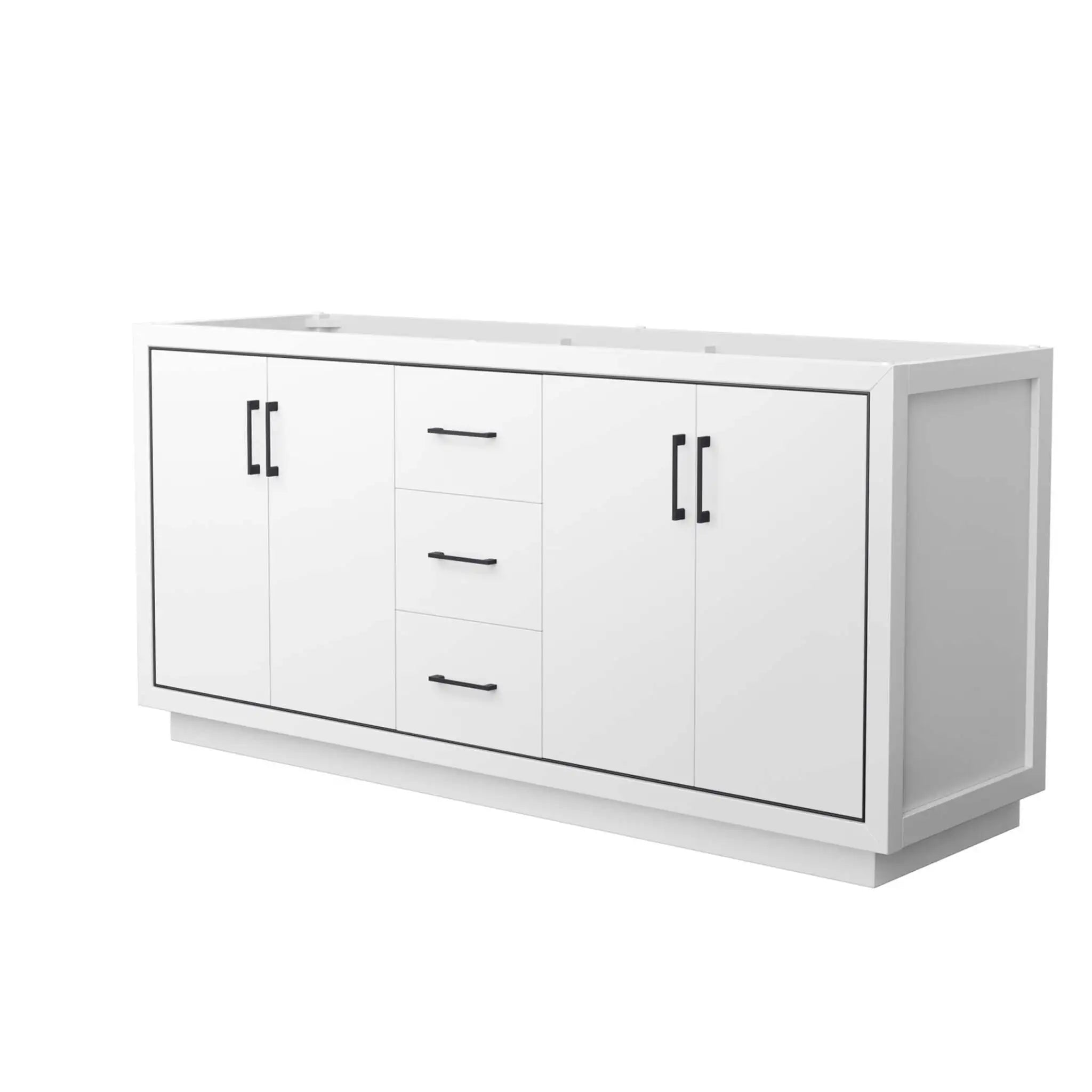 72" Icon Double Bathroom Vanity in White with Matte Black Trim by Wyndham