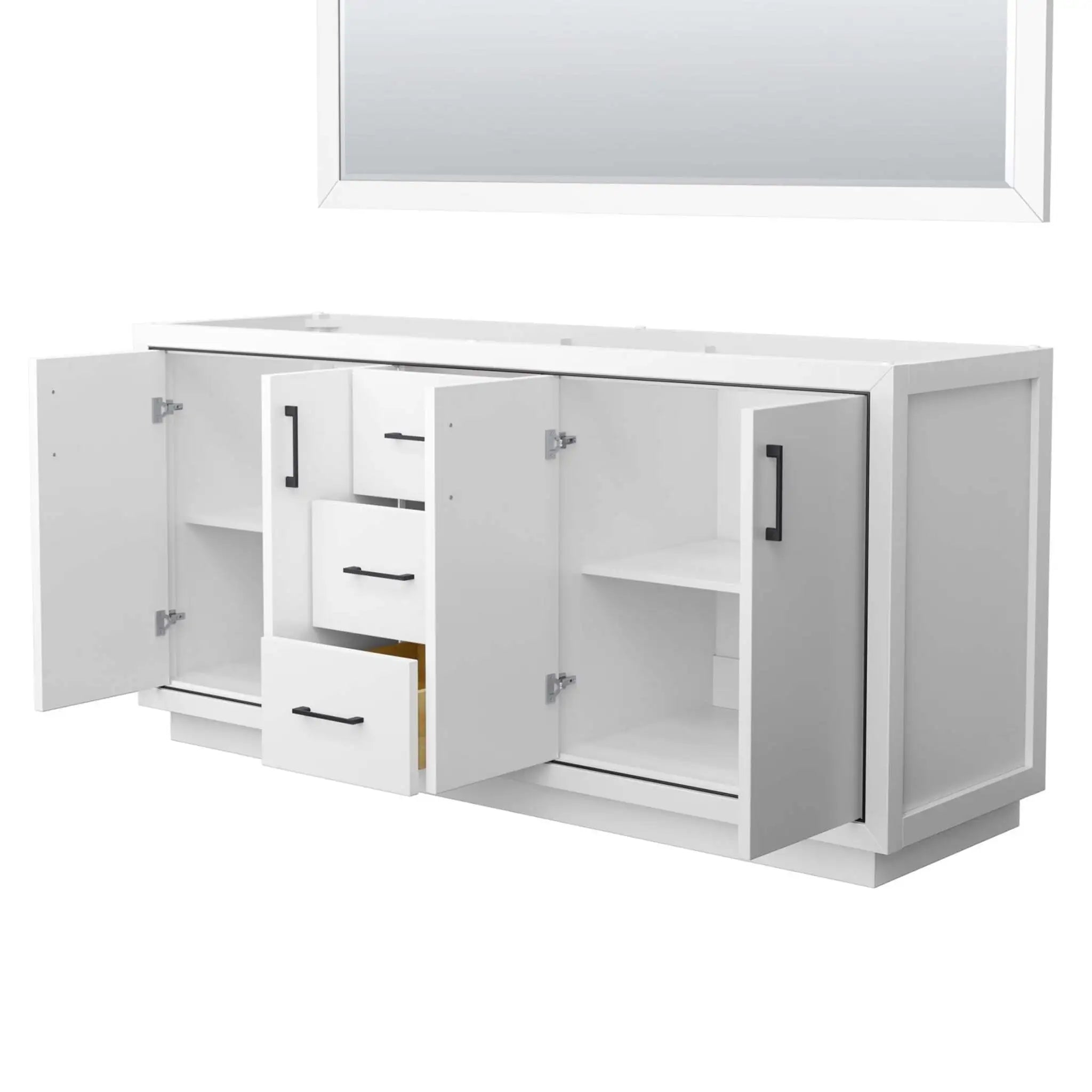 72" Icon Double Bathroom Vanity in White with Matte Black Trim by Wyndham