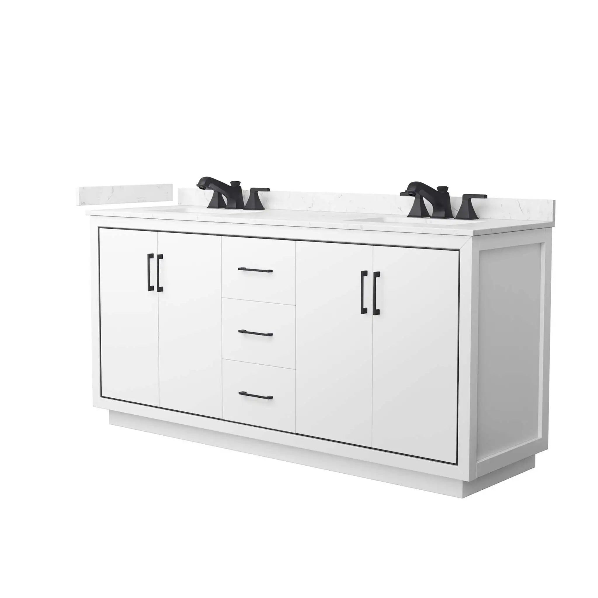 72" Icon Double Bathroom Vanity in White with Matte Black Trim by Wyndham