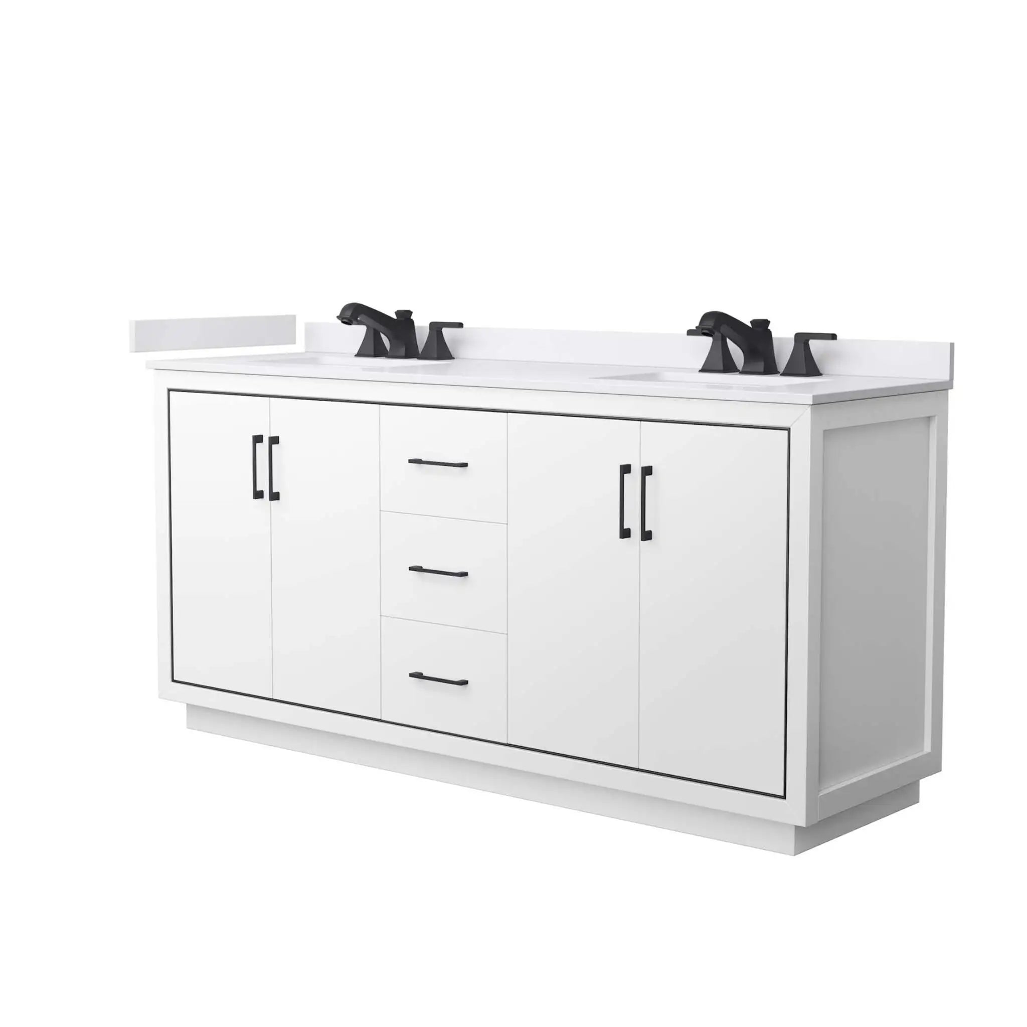 72" Icon Double Bathroom Vanity in White with Matte Black Trim by Wyndham