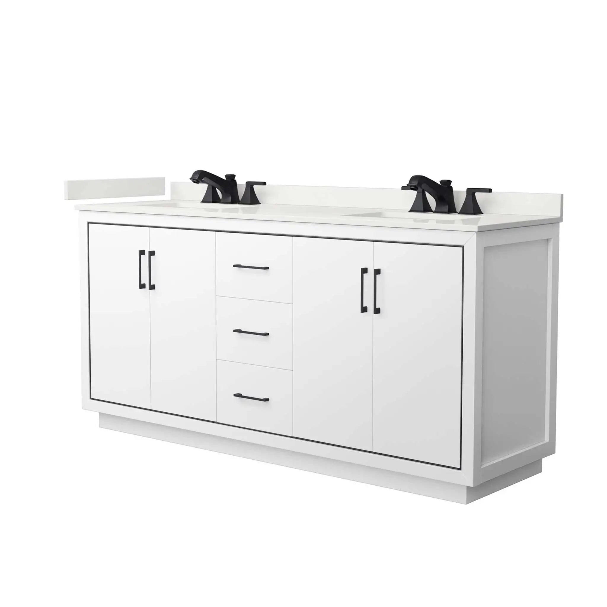 72" Icon Double Bathroom Vanity in White with Matte Black Trim by Wyndham