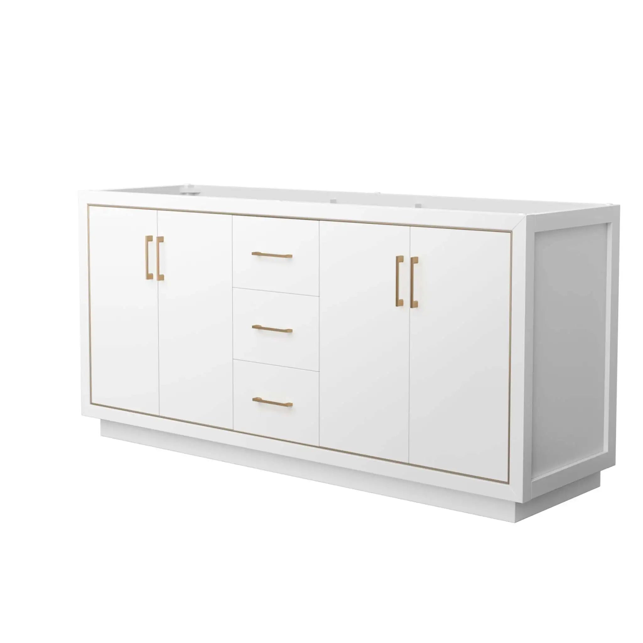 72" Icon Double Bathroom Vanity in White with Satin Bronze Trim by Wyndham