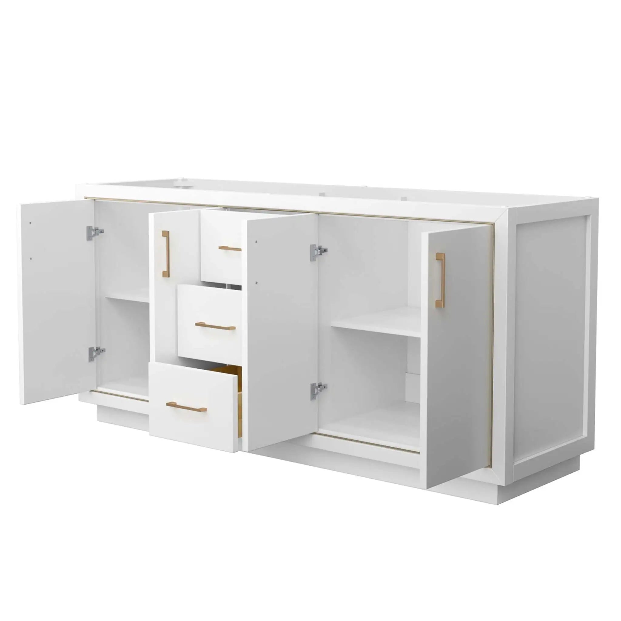 72" Icon Double Bathroom Vanity in White with Satin Bronze Trim by Wyndham