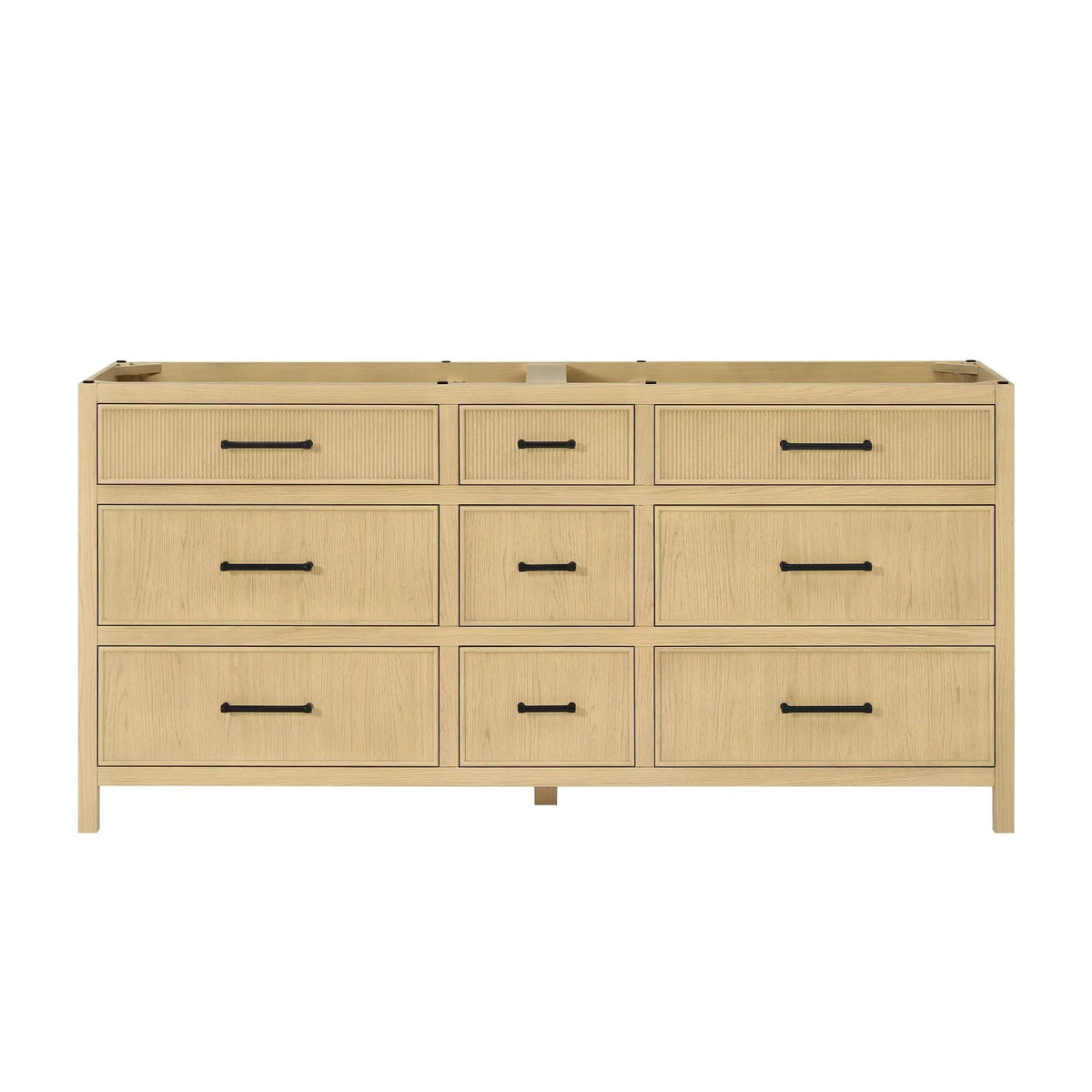 72" Isola Double Bathroom Vanity Scandinavian Oak Matte Black Trim by wyndham View 17