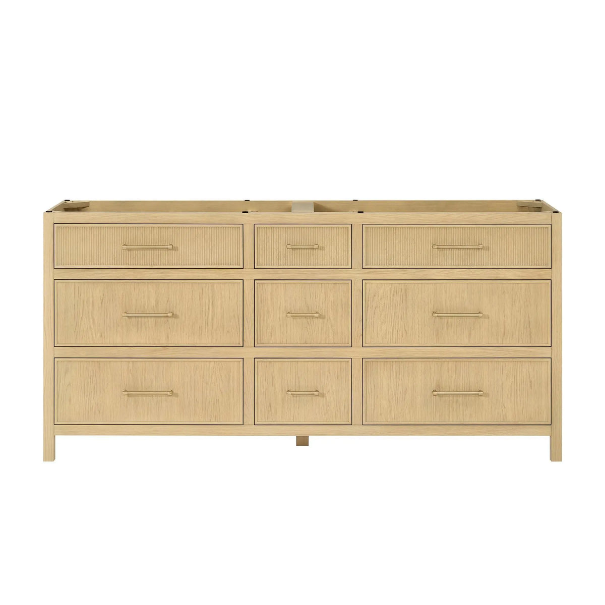 72" Isola Double Bathroom Vanity Scandinavian Oak Satin Bronze Trim by wyndham View 17