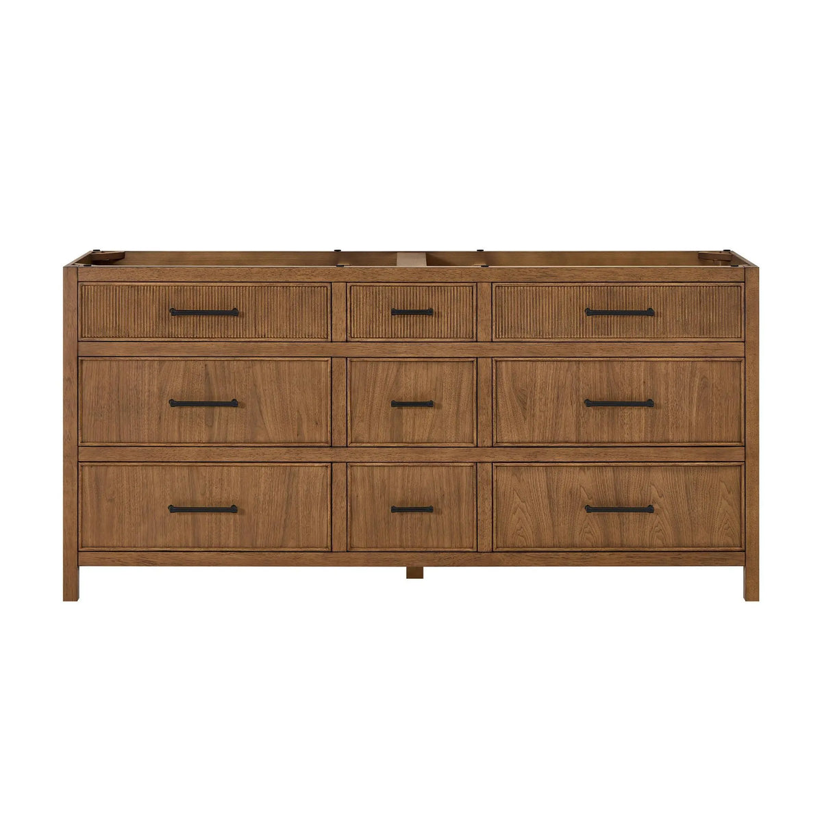 72" Isola Double Bathroom Vanity Toasted Walnut Matte Black Trim by wyndham View 17