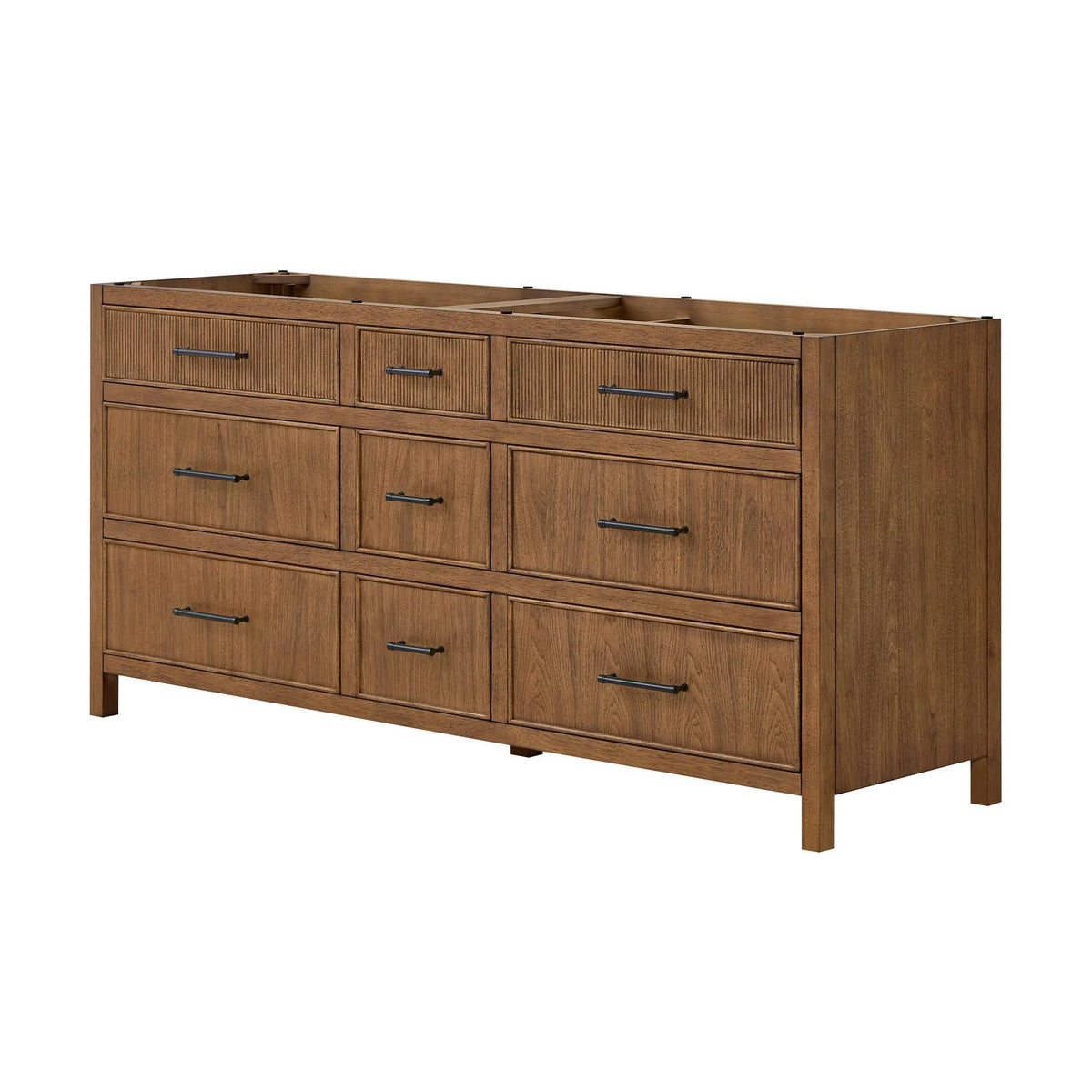 72" Isola Double Bathroom Vanity Toasted Walnut Matte Black Trim by wyndham View 20