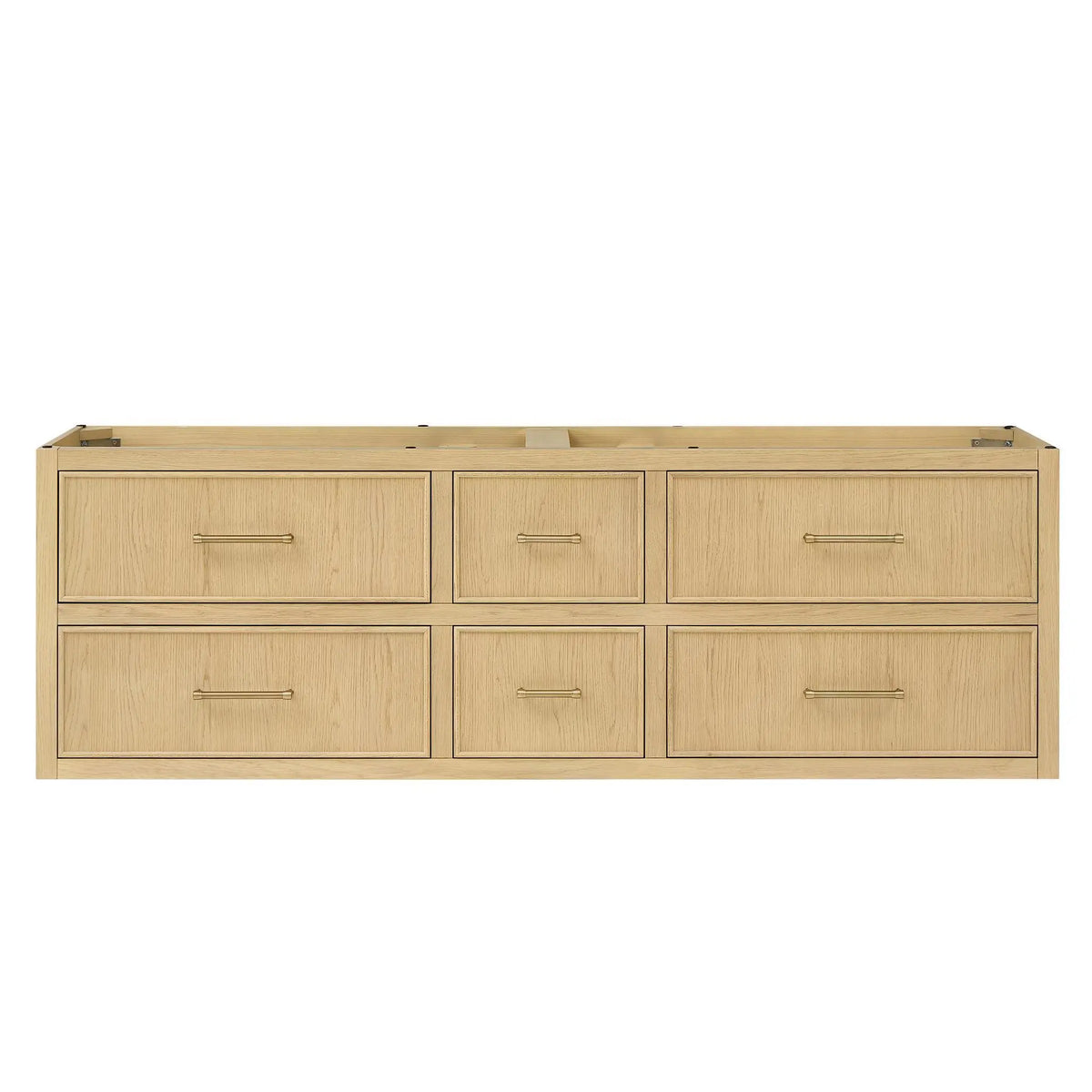 72" Isola Double Wall Mounted Bathroom Vanity Scandinavian Oak Satin Bronze Trim by wyndham View 17