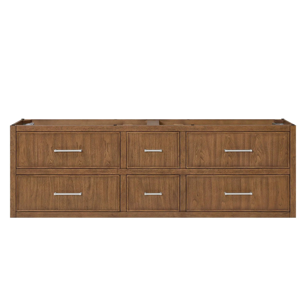 72" Isola Double Wall Mounted Bathroom Vanity Toasted Walnut Brushed Nickel Trim by wyndham View 17