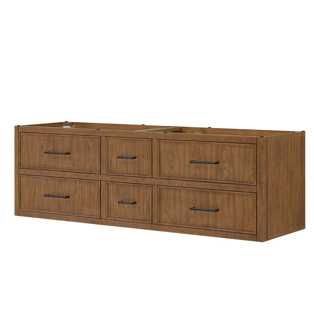 72" Isola Double Wall Mounted Bathroom Vanity Toasted Walnut Matte Black Trim by wyndham View 20
