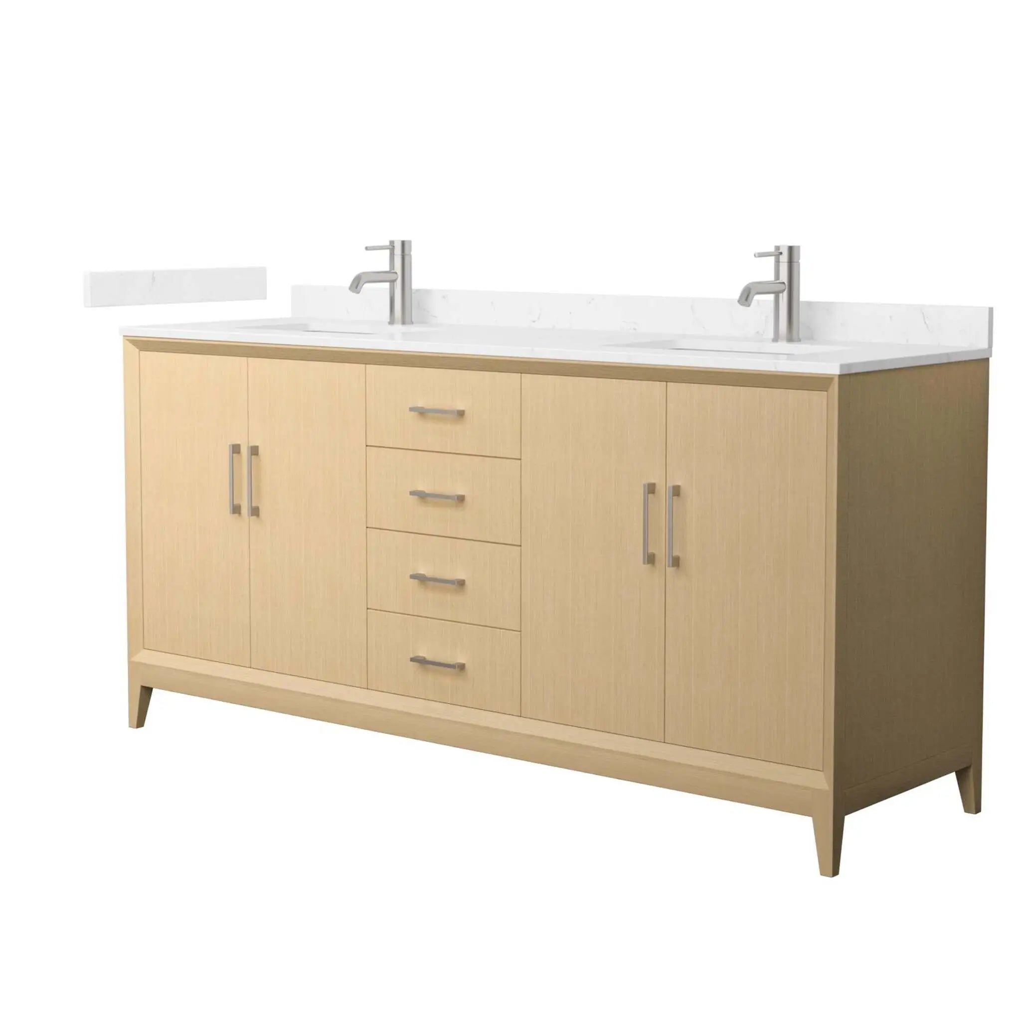 72" Janna Double Bathroom Vanity in White Oak with Brushed Nickel Trim by Wyndham