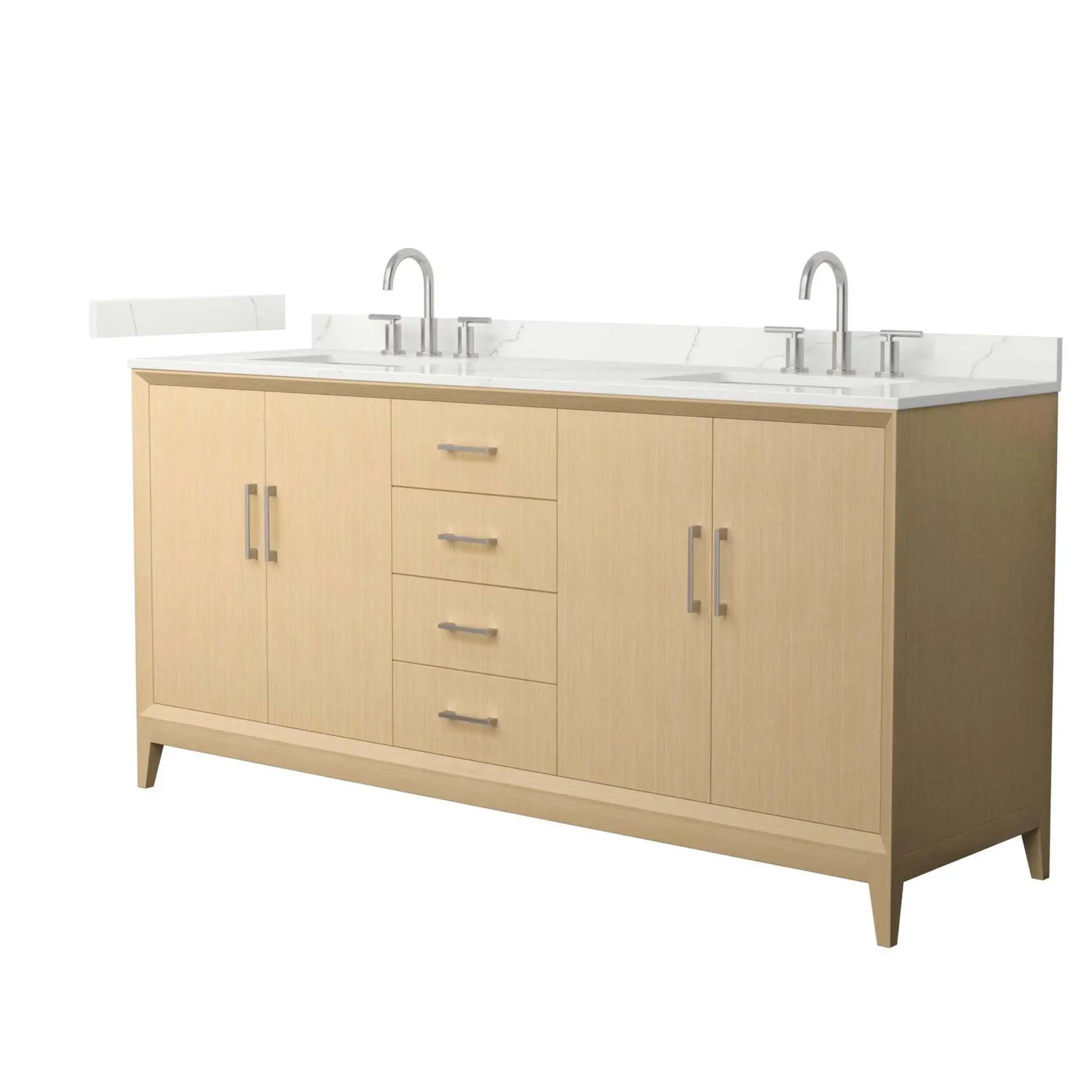 72" Janna Double Bathroom Vanity in White Oak with Brushed Nickel Trim by Wyndham