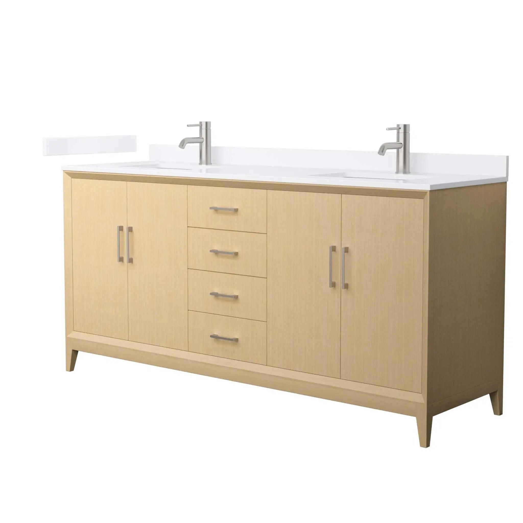 72" Janna Double Bathroom Vanity in White Oak with Brushed Nickel Trim by Wyndham