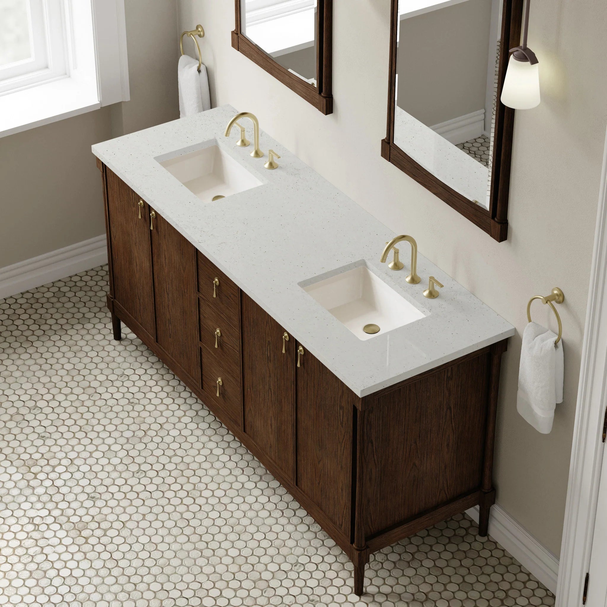 72" Kinnsden Double Vanity in Sable Oak by James Martin Vanities-Lime Delight Silestone 5