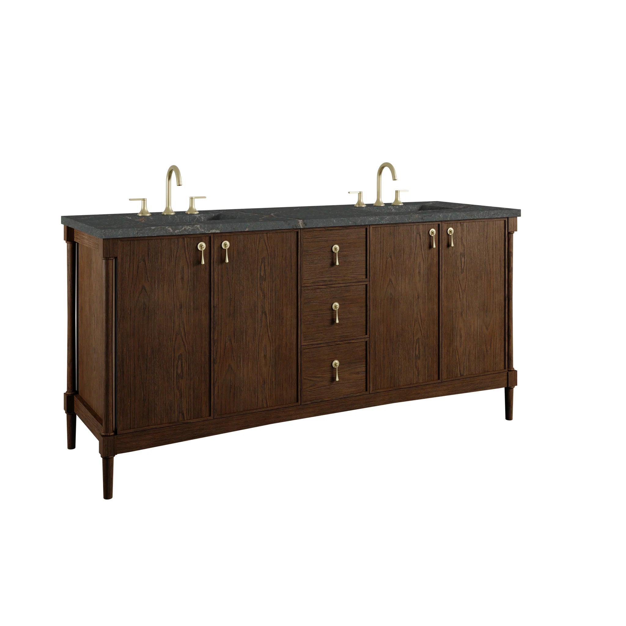 72" Kinnsden Double Vanity in Sable Oak by James Martin Vanities-Parisien Bleu Silestone 9