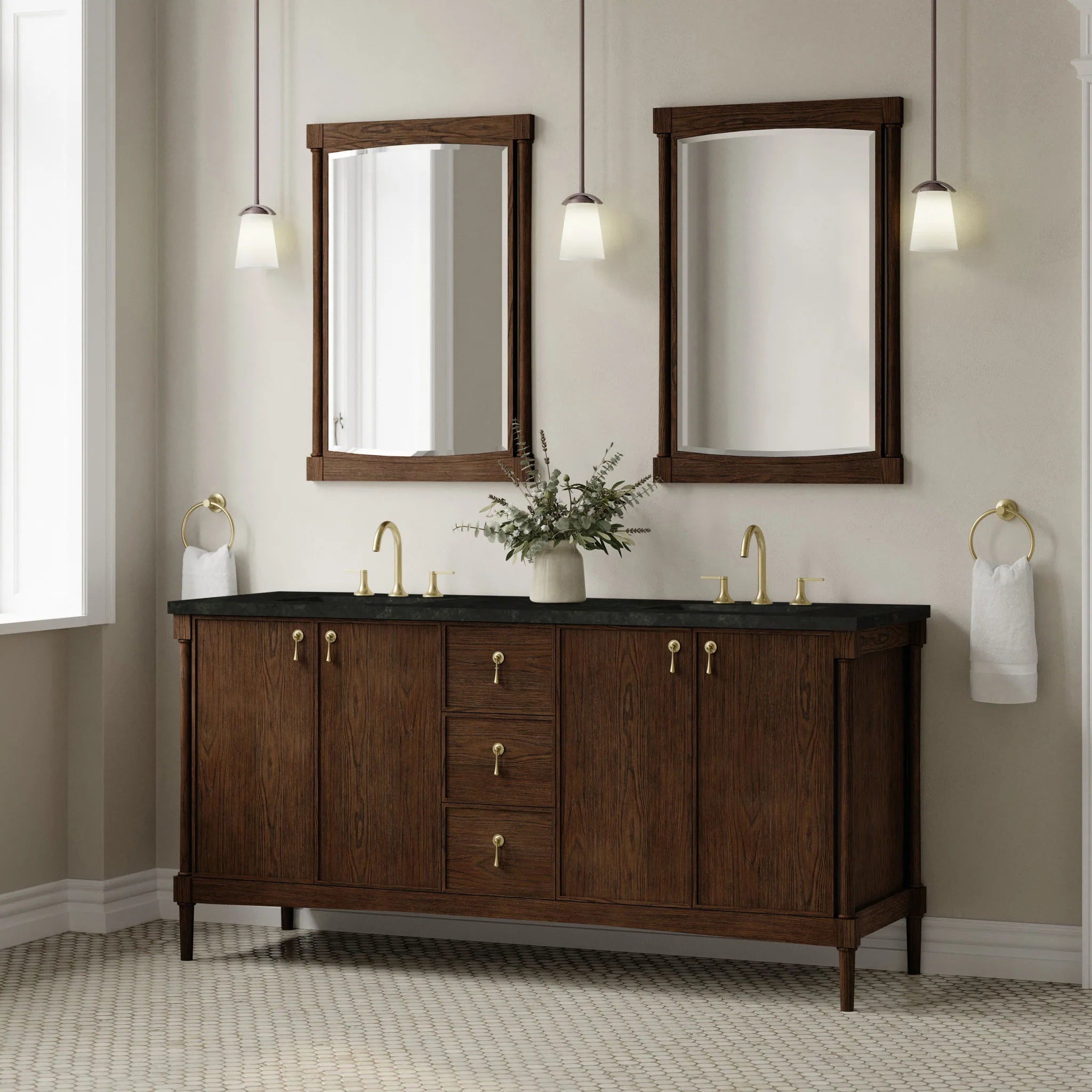 72" Kinnsden Double Vanity in Sable Oak by James Martin Vanities-Phantome Eclos 2