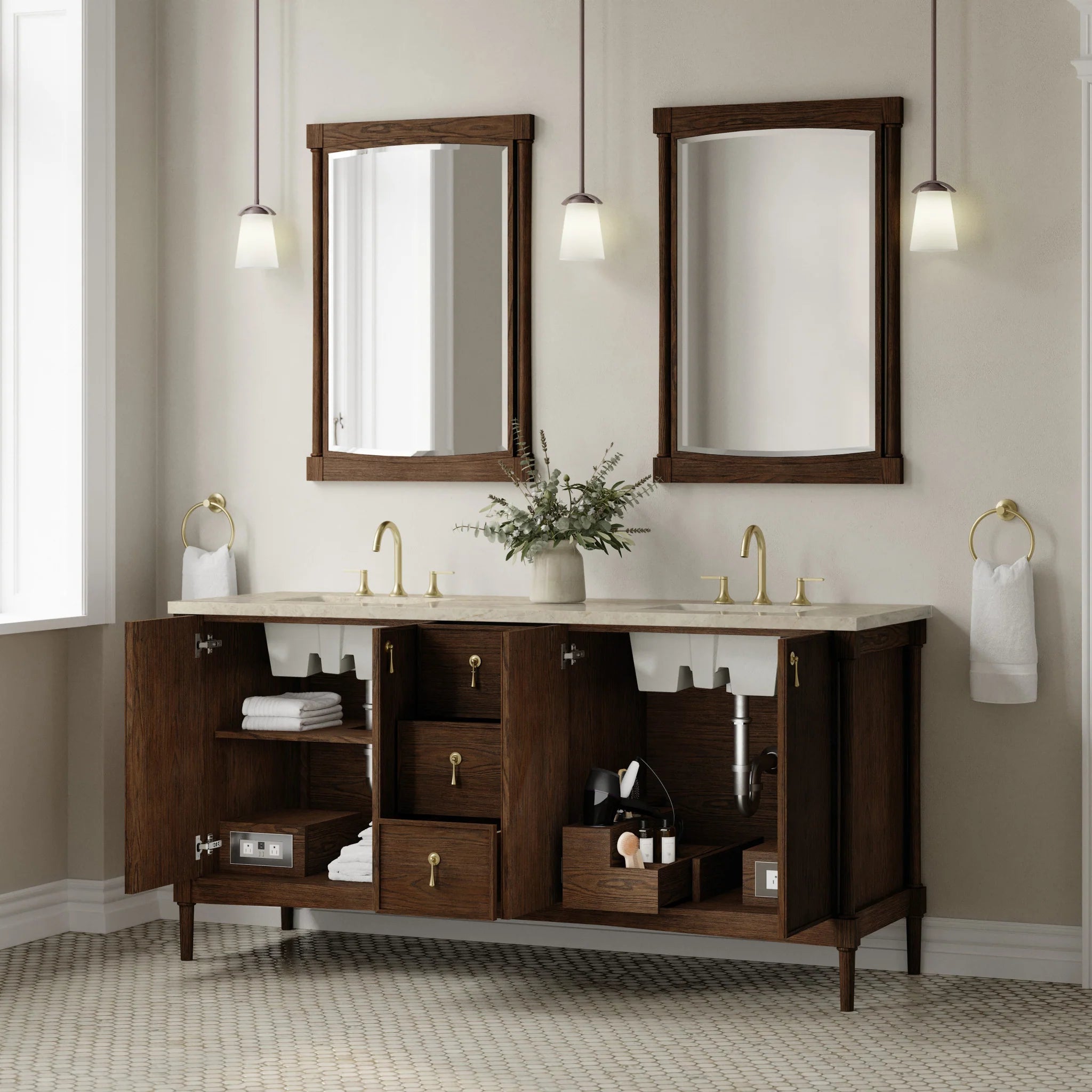72" Kinnsden Double Vanity in Sable Oak by James Martin Vanities-Tajnar Eclos 3