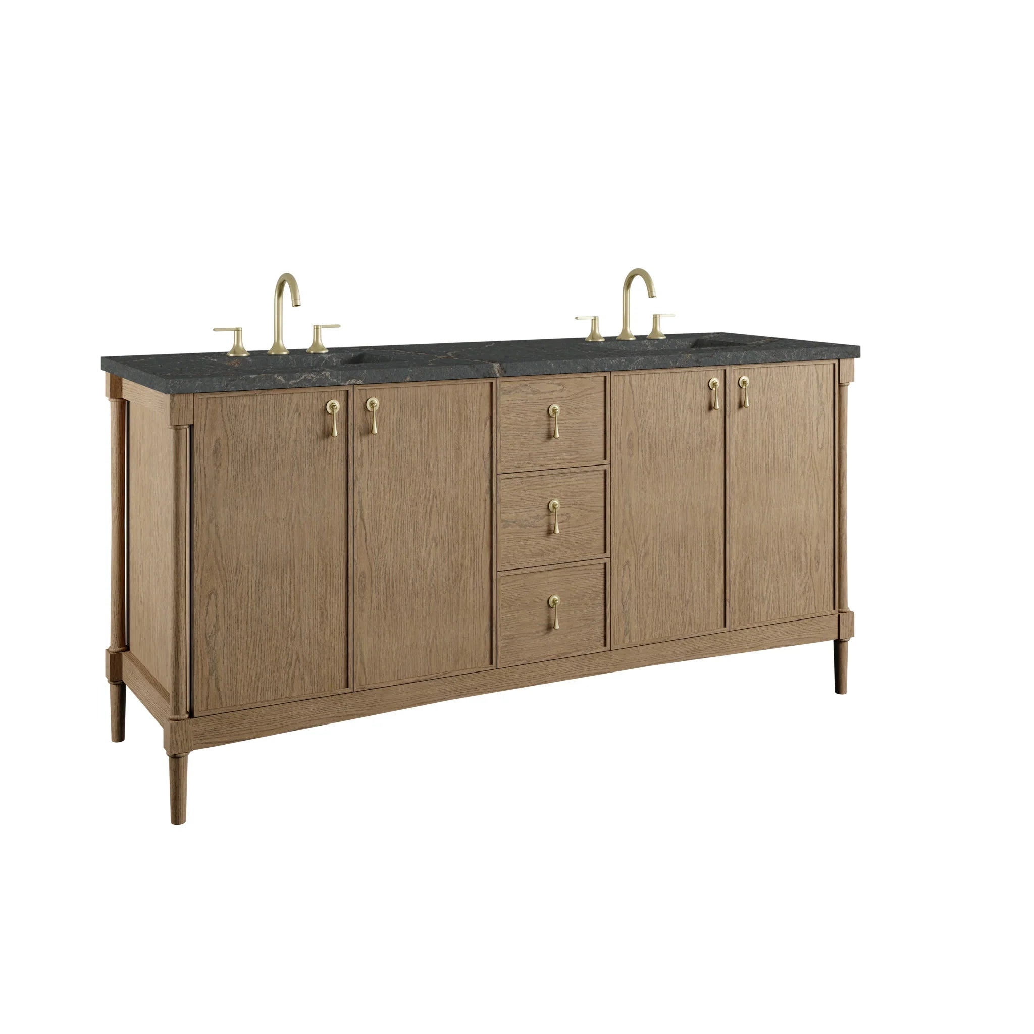 72" Kinnsden Double Vanity in Weathered Oak by James Martin Vanities-Parisien Bleu Silestone 9