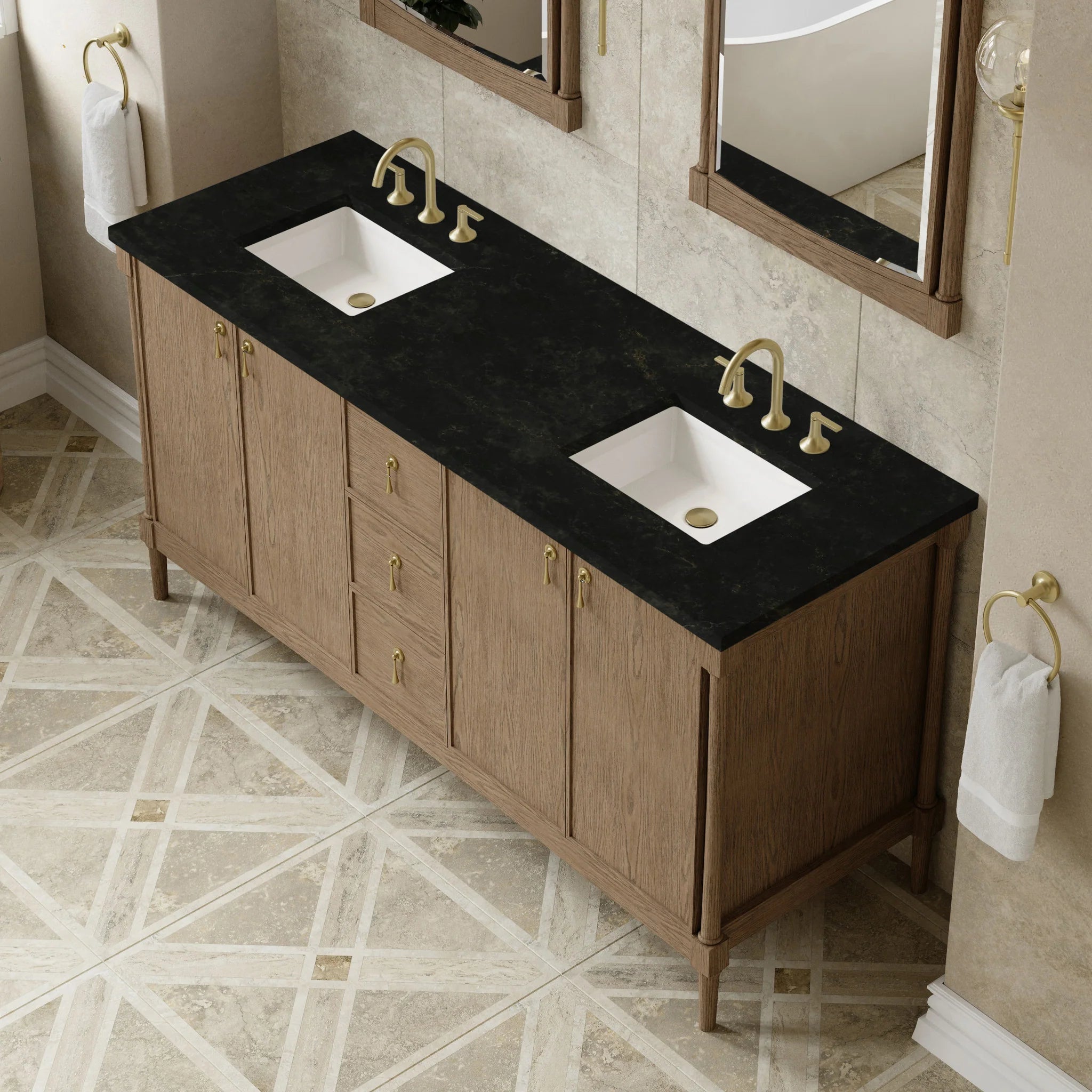 72" Kinnsden Double Vanity in Weathered Oak by James Martin Vanities-Phantome Eclos 5