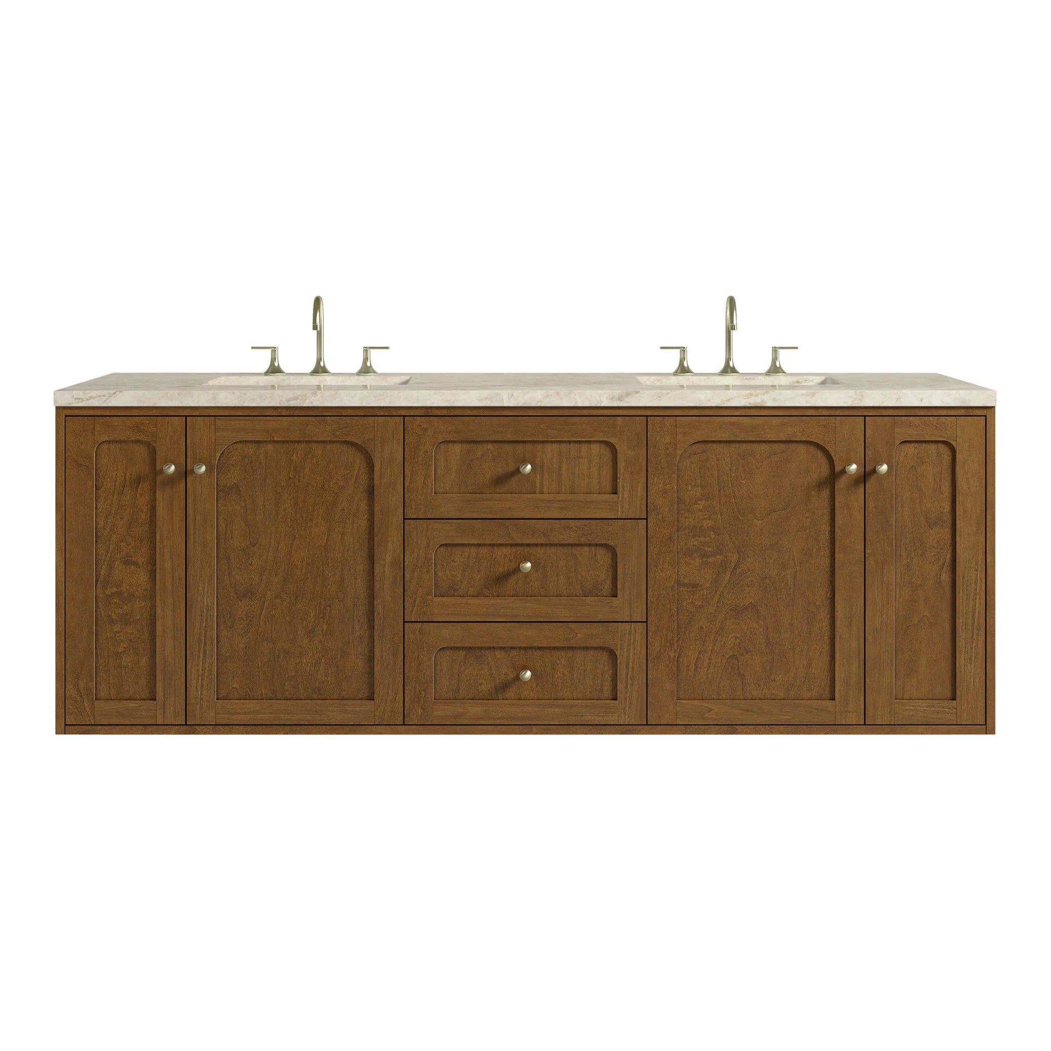 72" Laurent Double Vanity in Honey Oak w/FreePower Wireless Charger by James Martin Vanities-Tajnar Eclos 1
