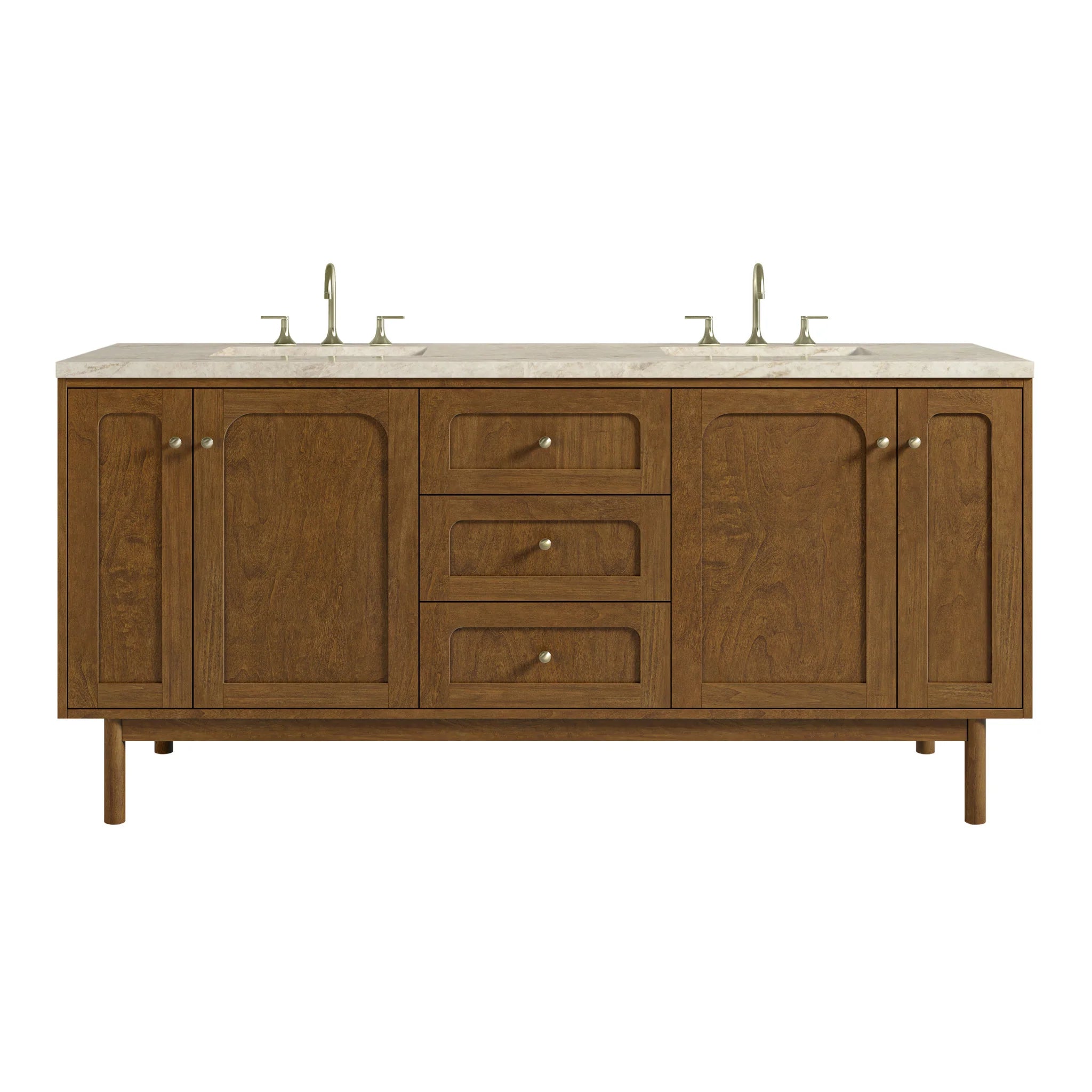 72" Laurent Double Vanity in Honey Oak w/FreePower Wireless Charger by James Martin Vanities-Tajnar Eclos 