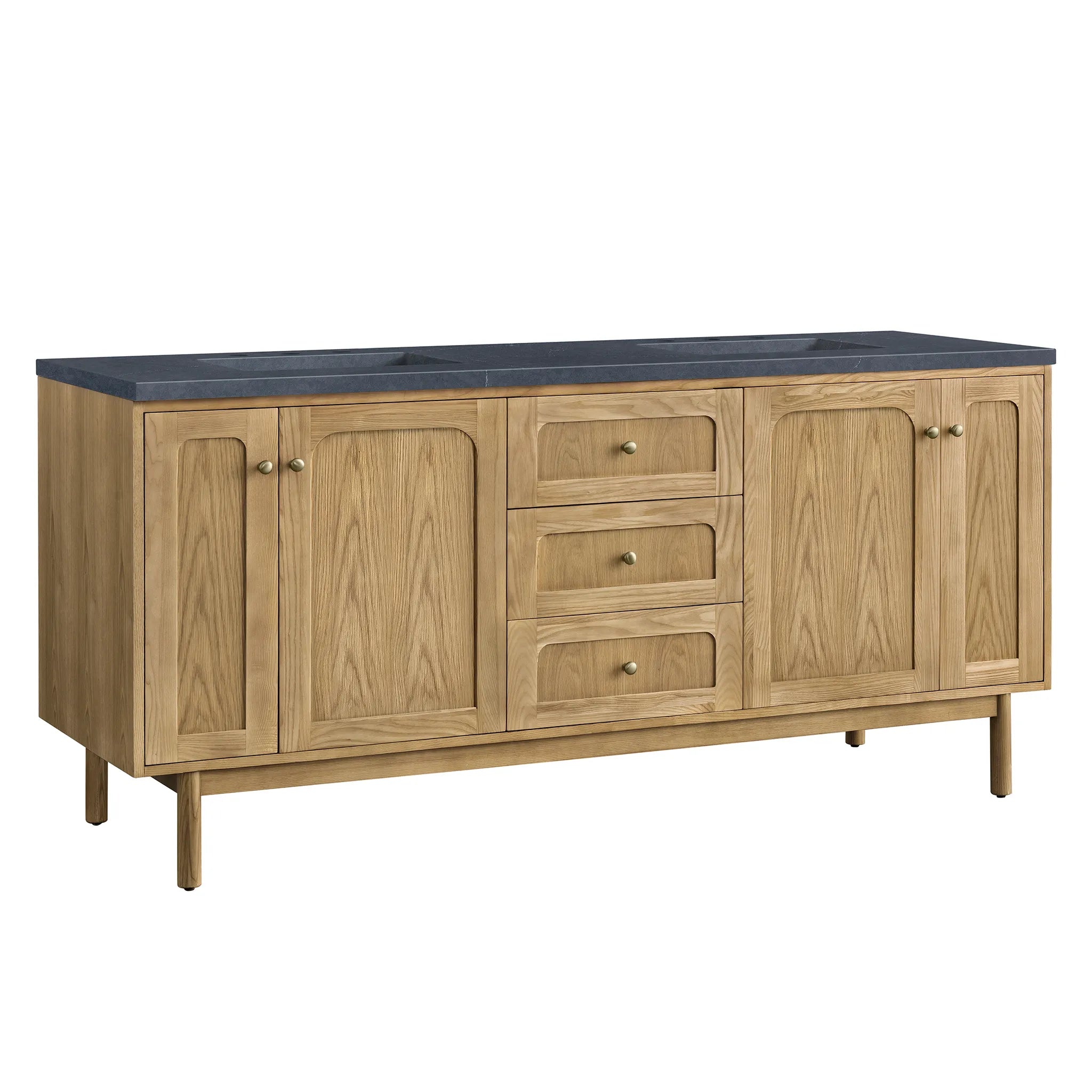 72" Laurent Double Vanity in Light Natural Oak-Charcoal Soapstone Silestone-8" Widespread image 10