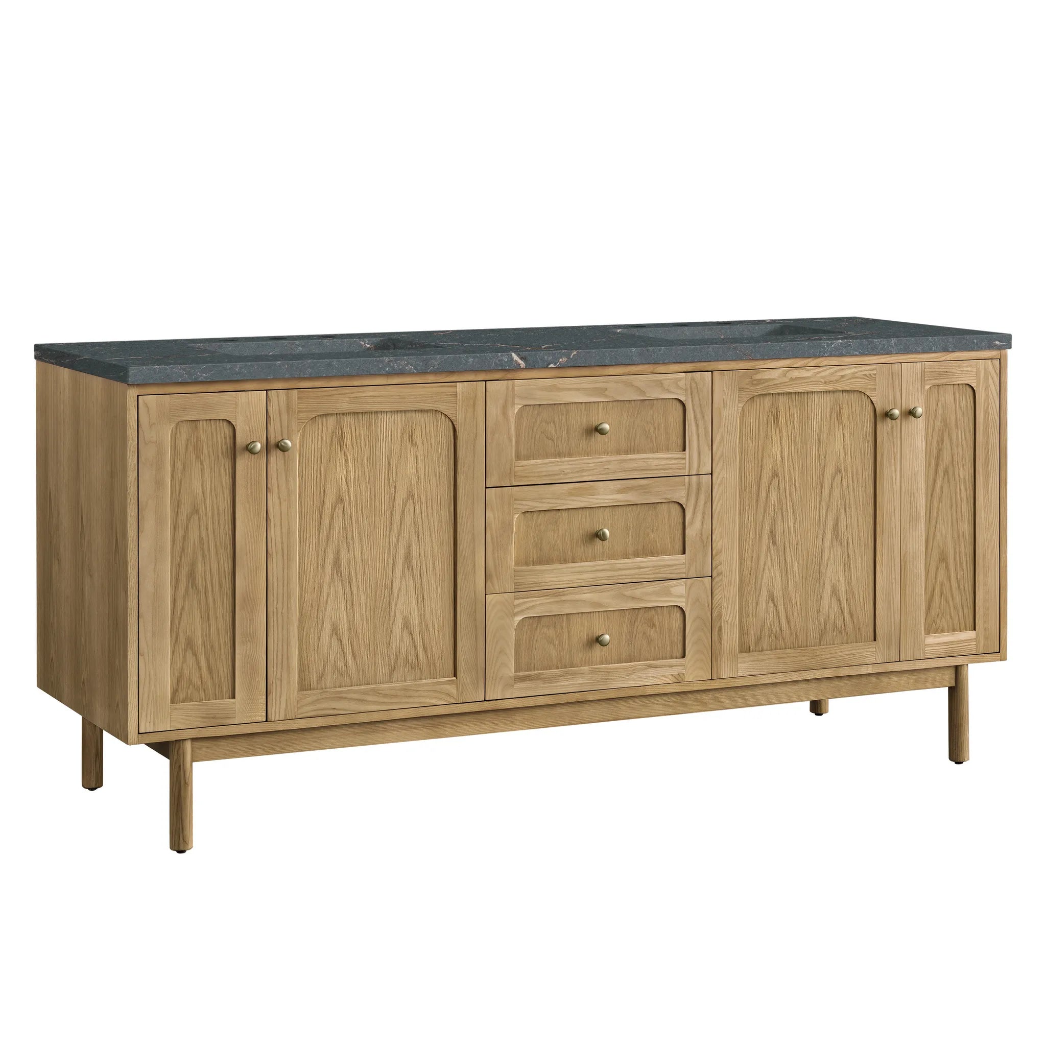72" Laurent Double Vanity in Light Natural Oak w/FreePower Wireless Charger-Parisien Bleu Silestone-8" Widespread image 13